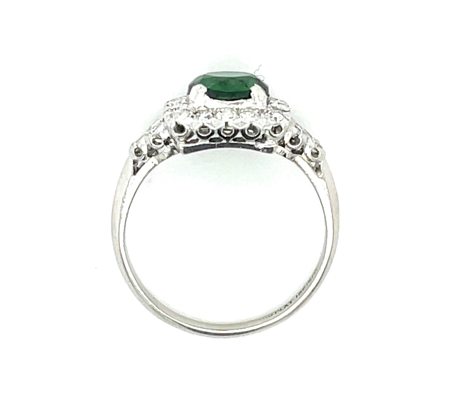 1.30ct Tsavorite Garnet .55ct Diamonds Platinum Vintage Ring (Circa 1940s)