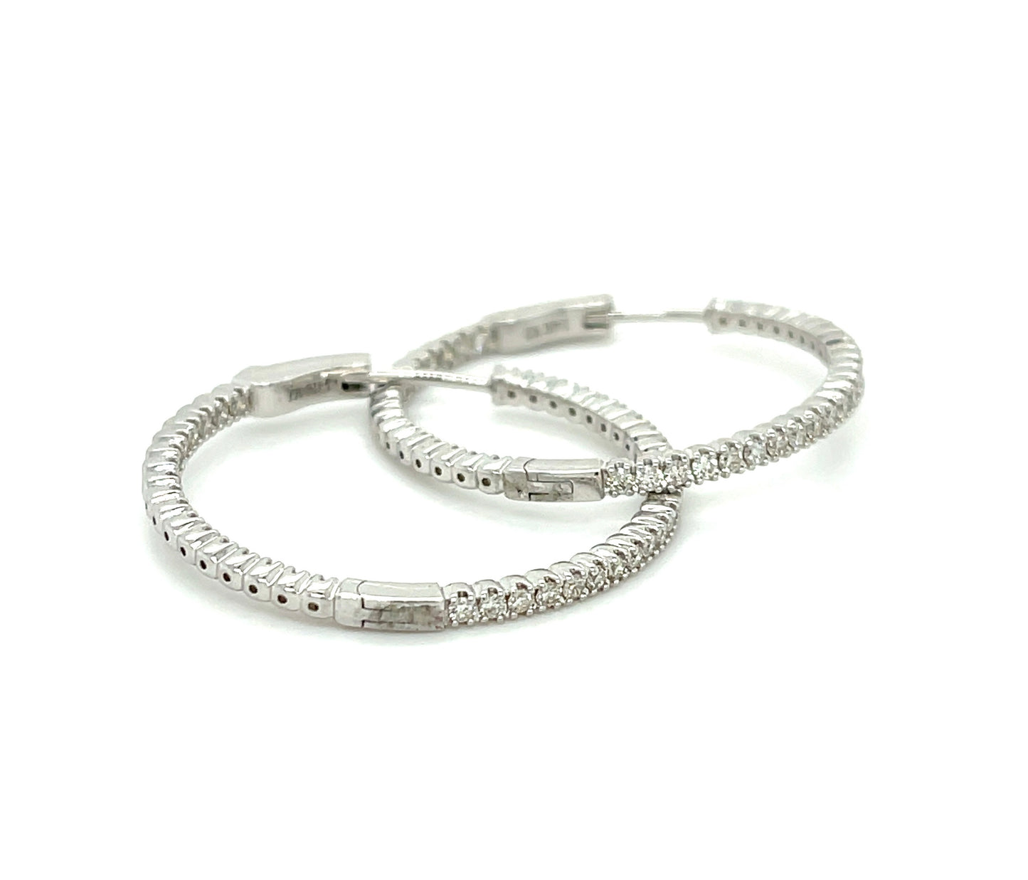 1.19ct Diamond 14KW Hoop Earrings