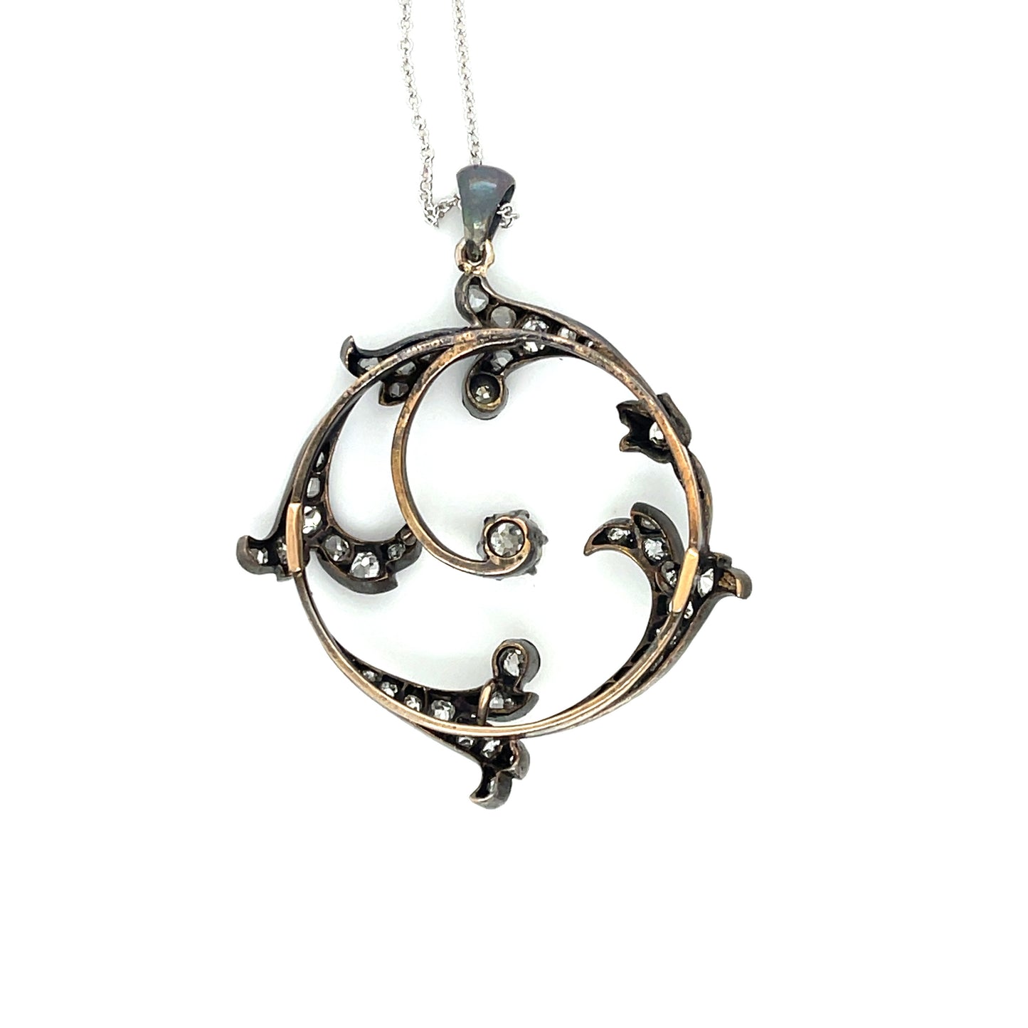 Victorian Era (Circa 1870s) .30ct Old Mine Cut Diamond 1.46ct SD Silver+14KY Antique Pendant