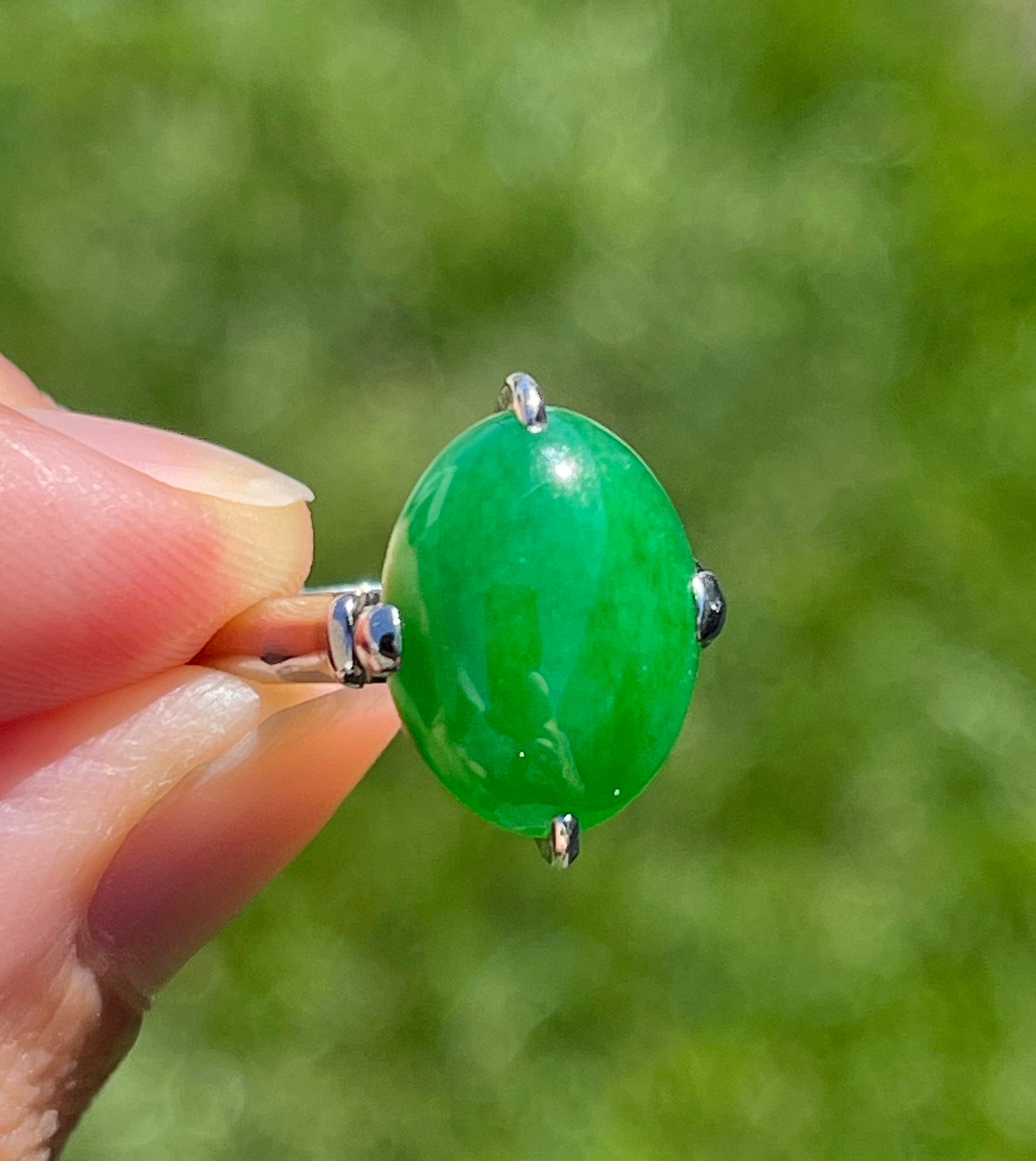 6.01ct GIA Natural A Jade Jadeite Platinum Ring