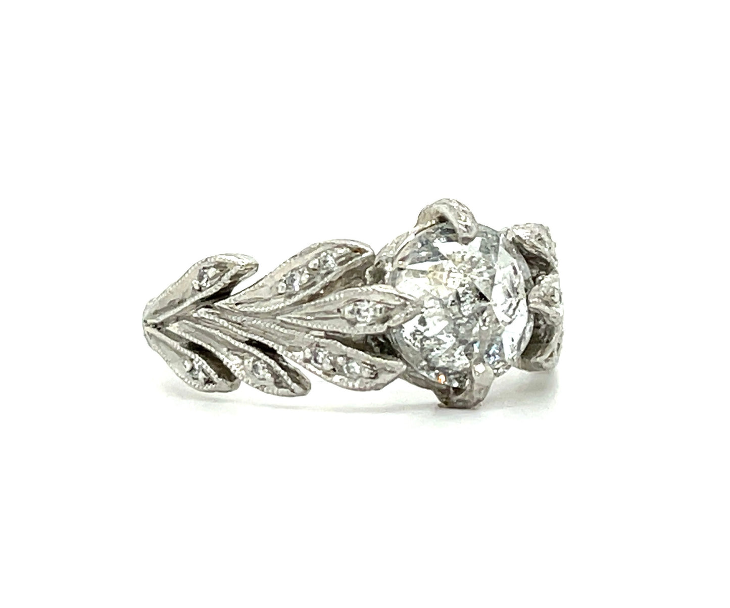 1.50ct Unique Cut Salt and Pepper Diamond Platinum Ring