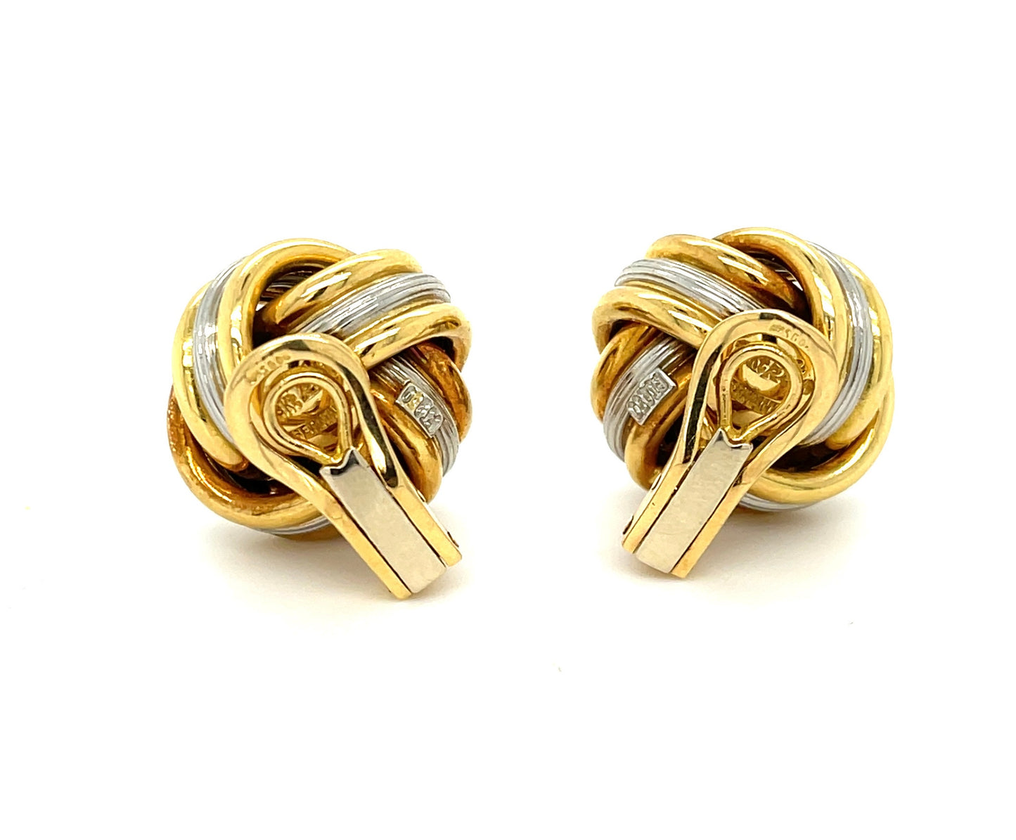 German Platinum+18KY Knott Vintage Earrings (Circa 1980s)