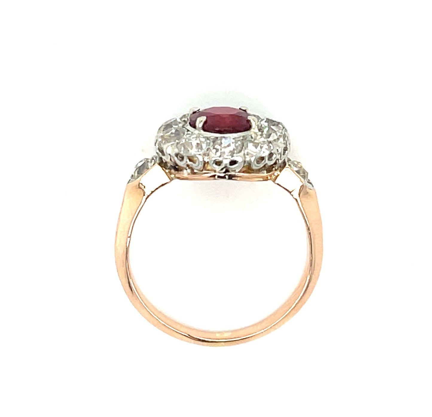 Edwardian (Circa 1900s) 1.12ct Ruby 1.50ct Old European Cut Diamonds Platinum over 18KY Antique Ring