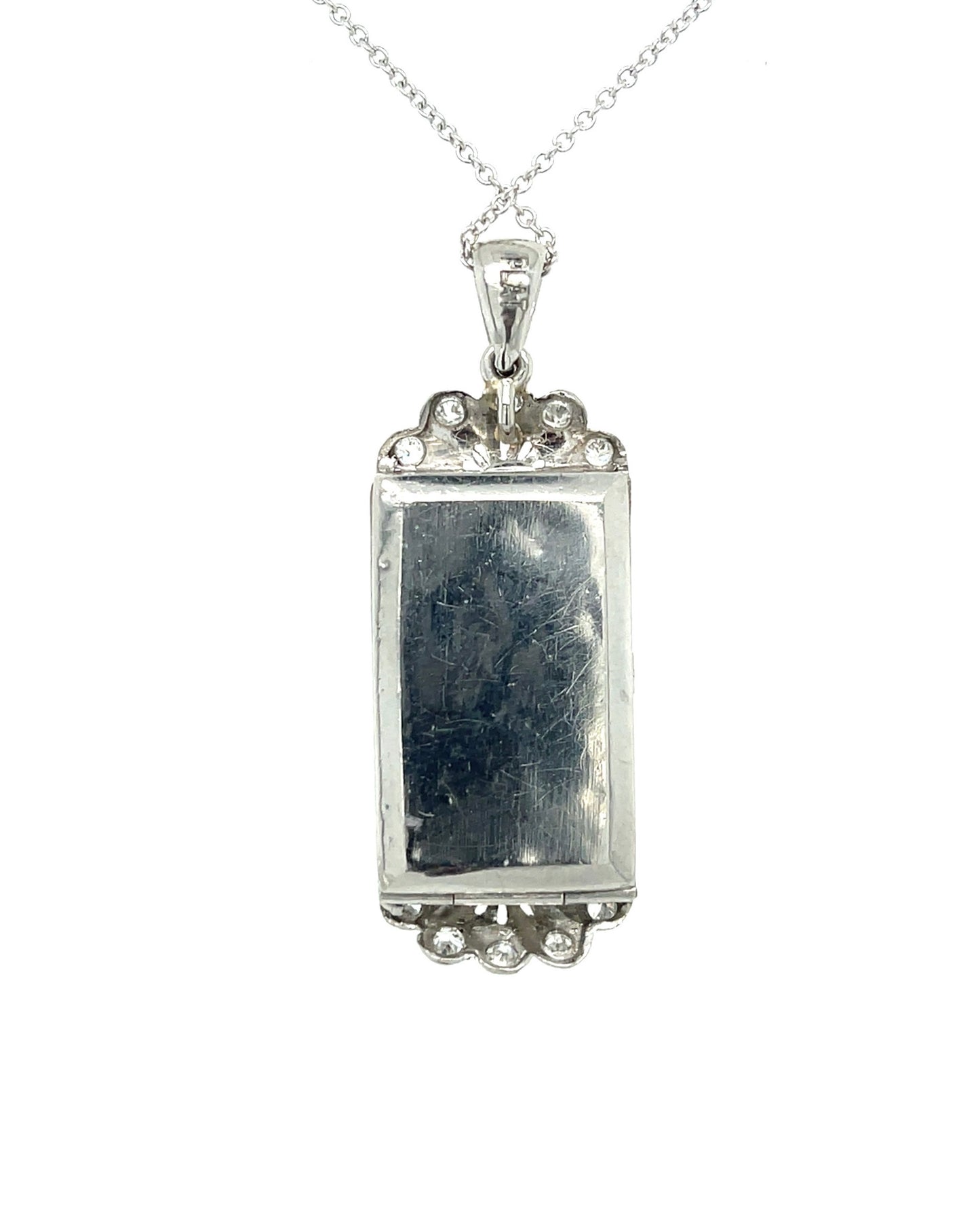 Art Deco (Circa 1920s) .14ct Old Euro Diamond, Onyx and .64ct SD Platinum Antique Pendant