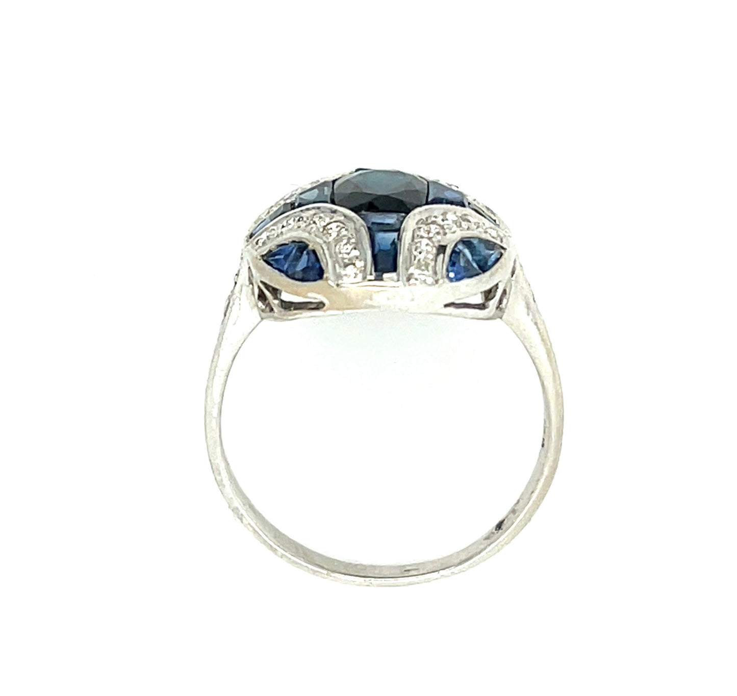 2.50ct Blue Sapphire .45ct Diamond 18KW Ring