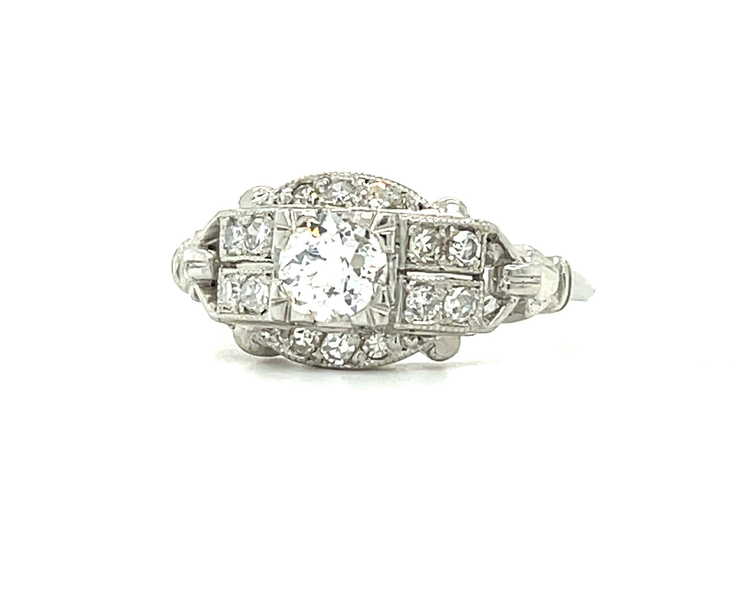 .52ct GIA F VS2 Old European Cut Diamond Platinum Vintage Ring