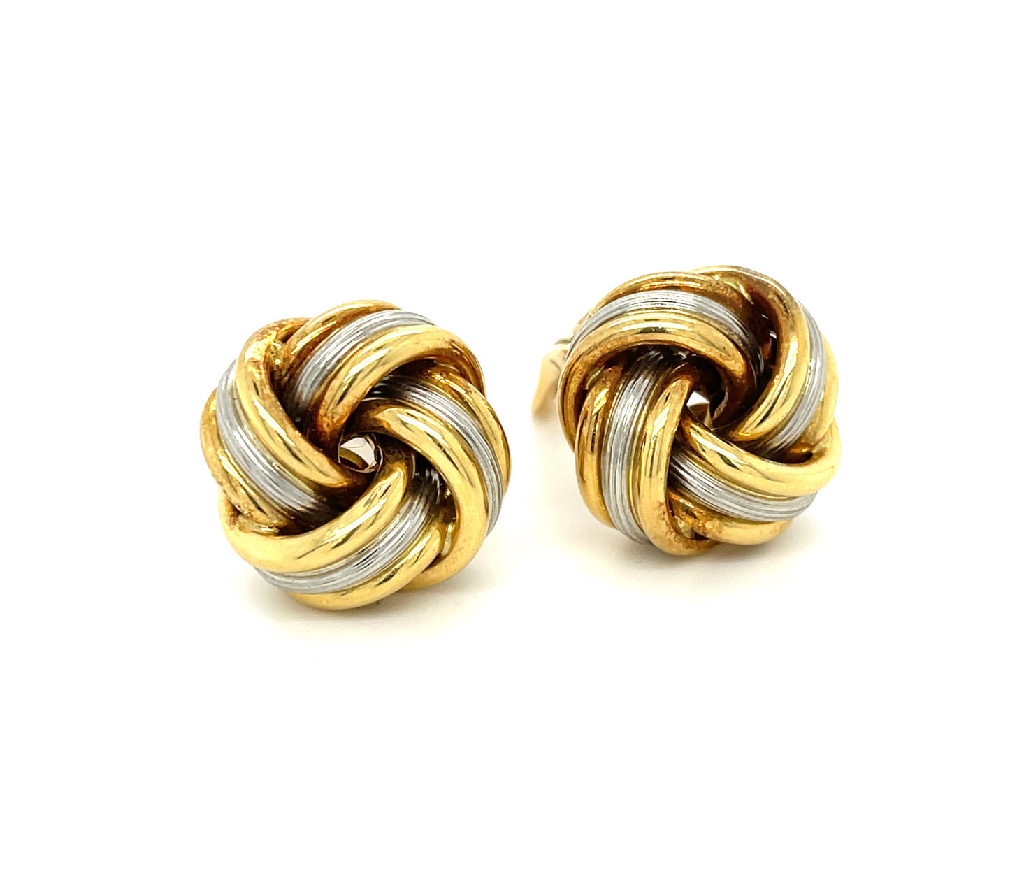 German Platinum+18KY Knott Vintage Earrings (Circa 1980s)