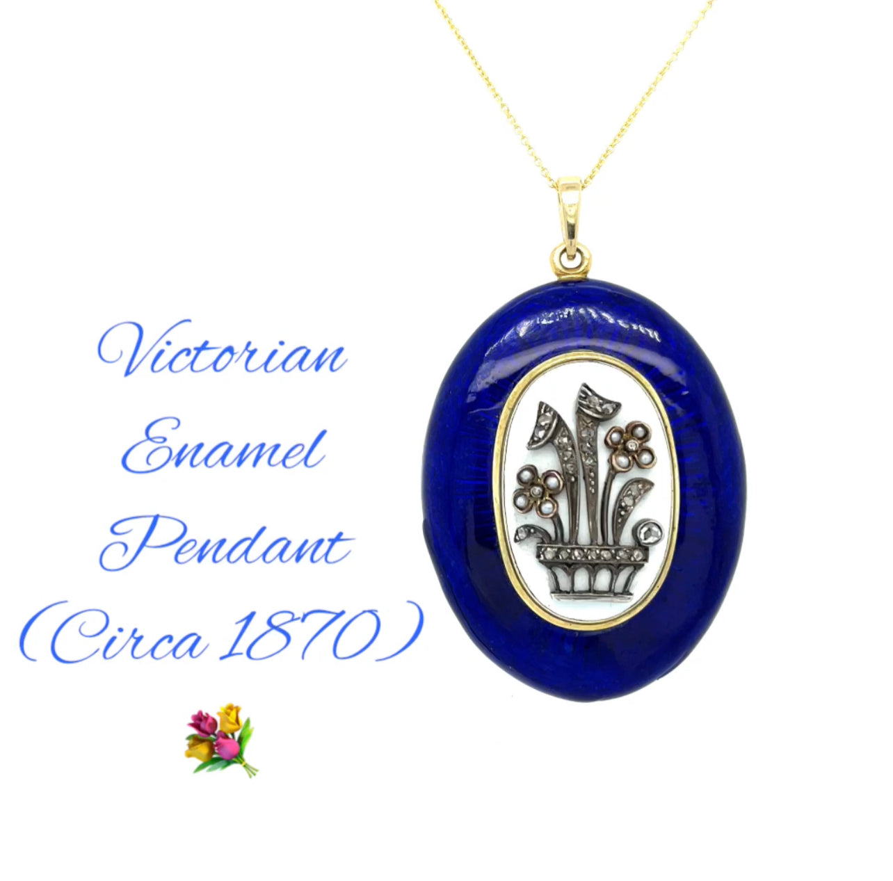 Victorian Era (Circa 1870s) Enamel 18KY Antique Locket/Pendant