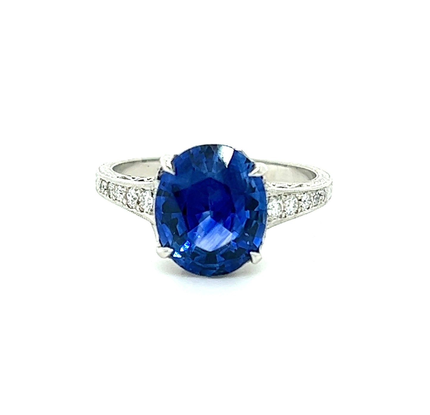 3.30ct Sapphire and 0.20ctw Diamond Platinum Ring