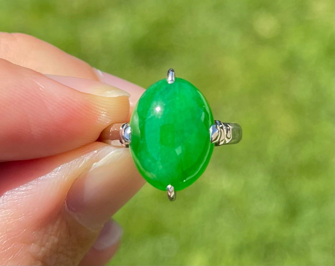 6.01ct GIA Natural A Jade Jadeite Platinum Ring
