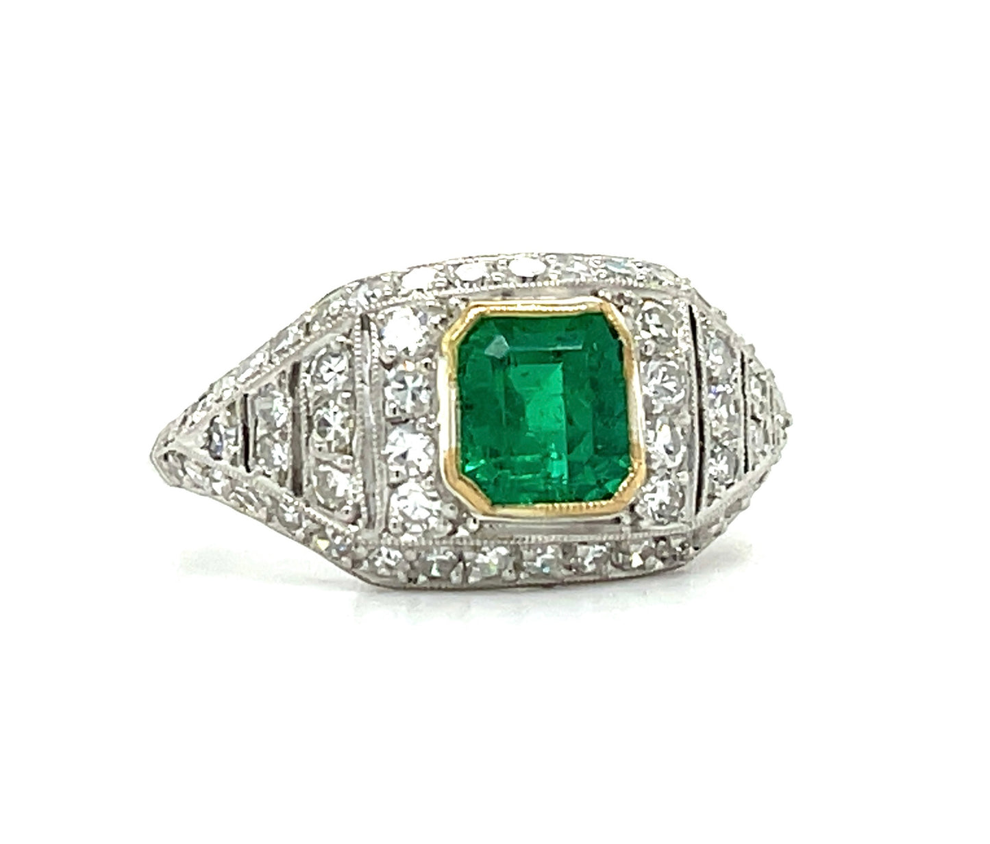 1ct Colombia Emerald 1.16ct Diamond Platinum Handmade Ring