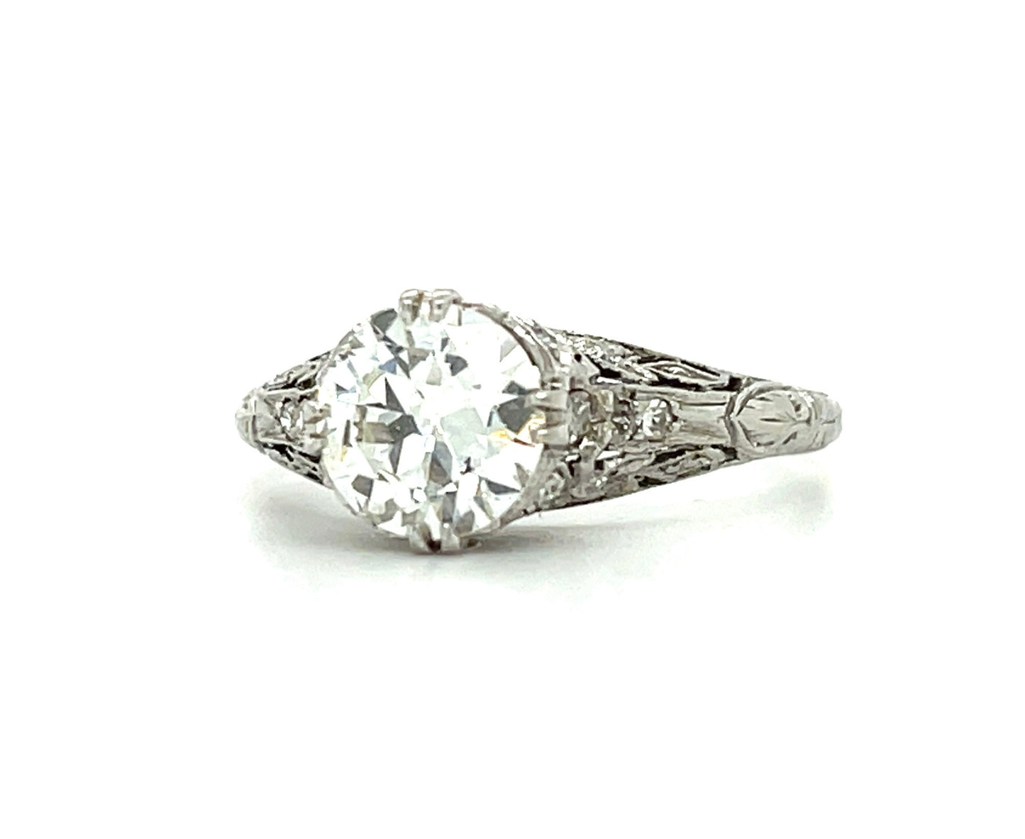 Art Deco (Circa 1920s) 1.23ct Old European Cut Diamond .16ct SD Platinum Antique Ring