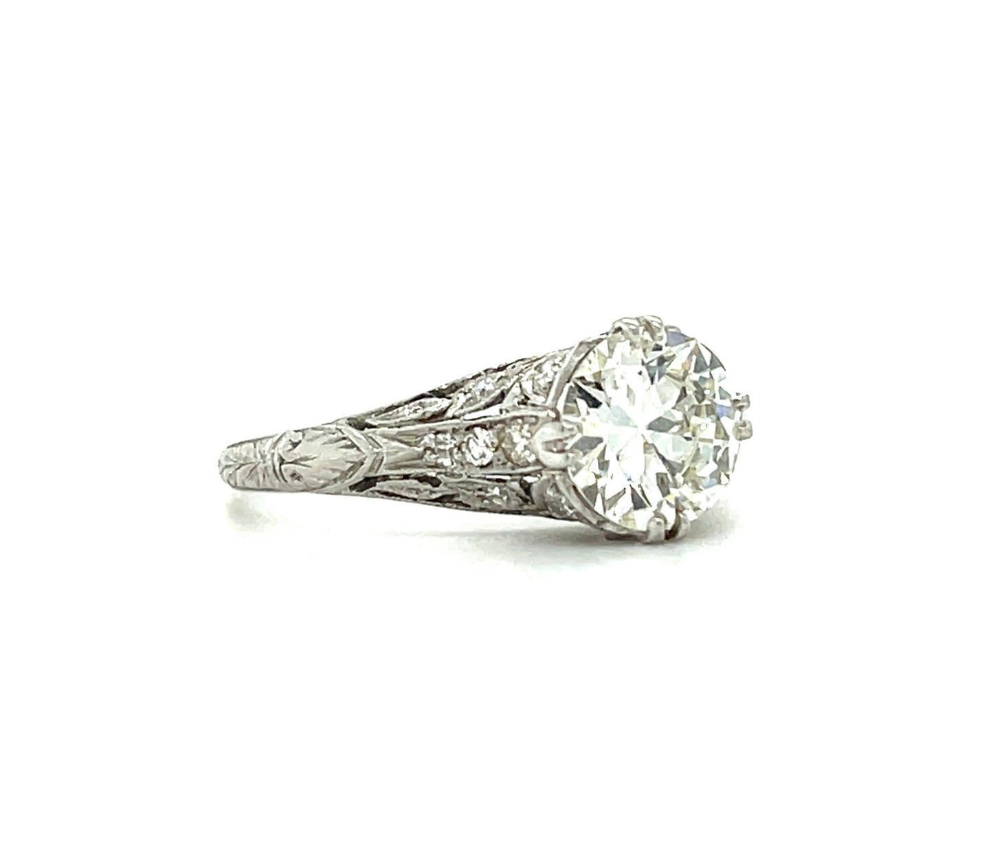 Art Deco (Circa 1920s) 1.23ct Old European Cut Diamond .16ct SD Platinum Antique Ring