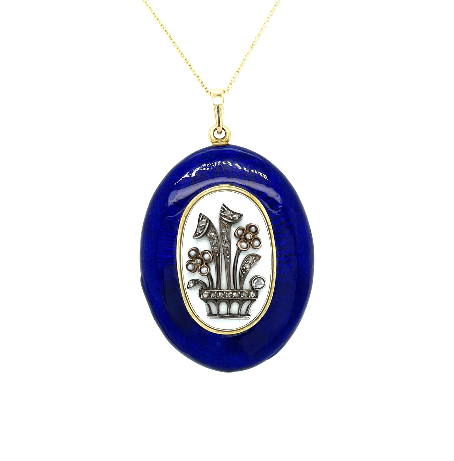 Victorian Era (Circa 1870s) Enamel 18KY Antique Locket/Pendant