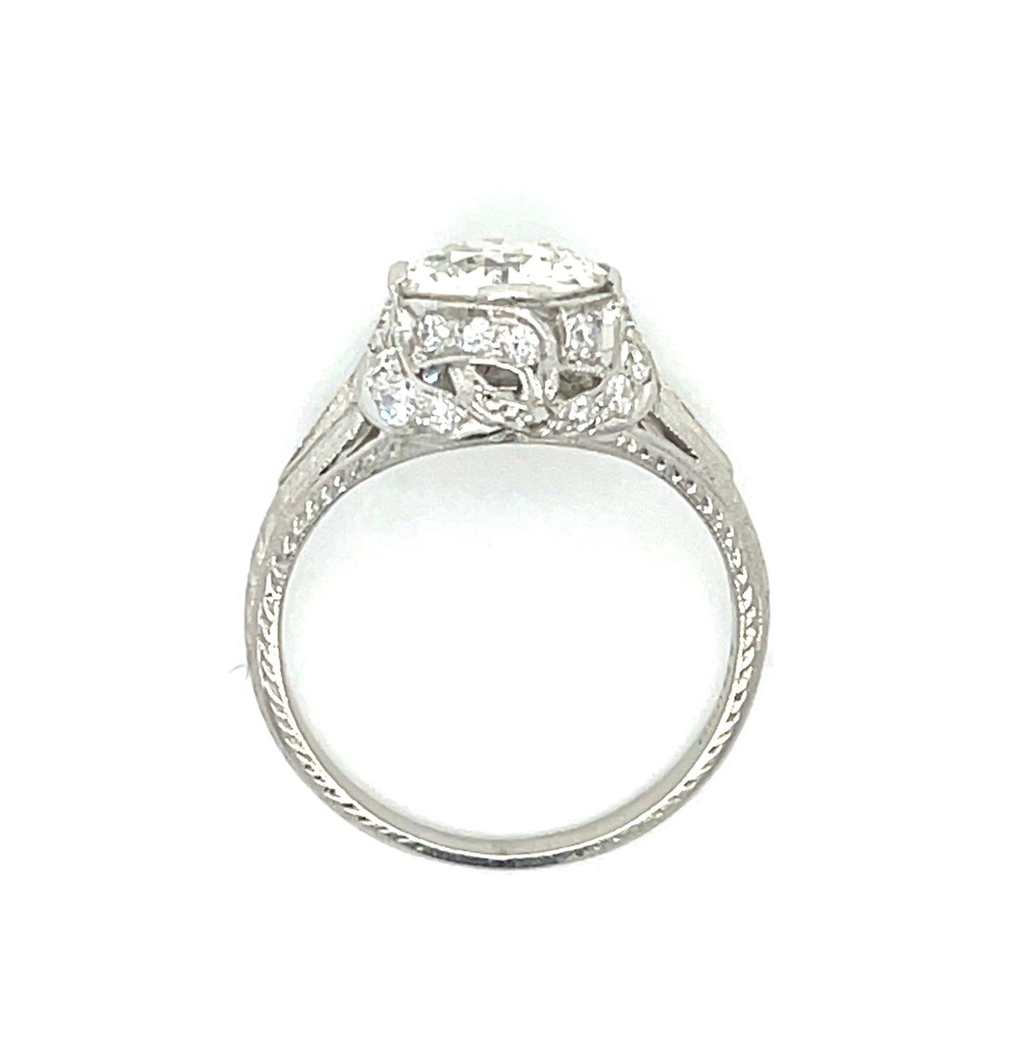 Art Deco (Circa 1920s) 1.55ct Old European Cut Diamond .36ct SD Antique Platinum Ring