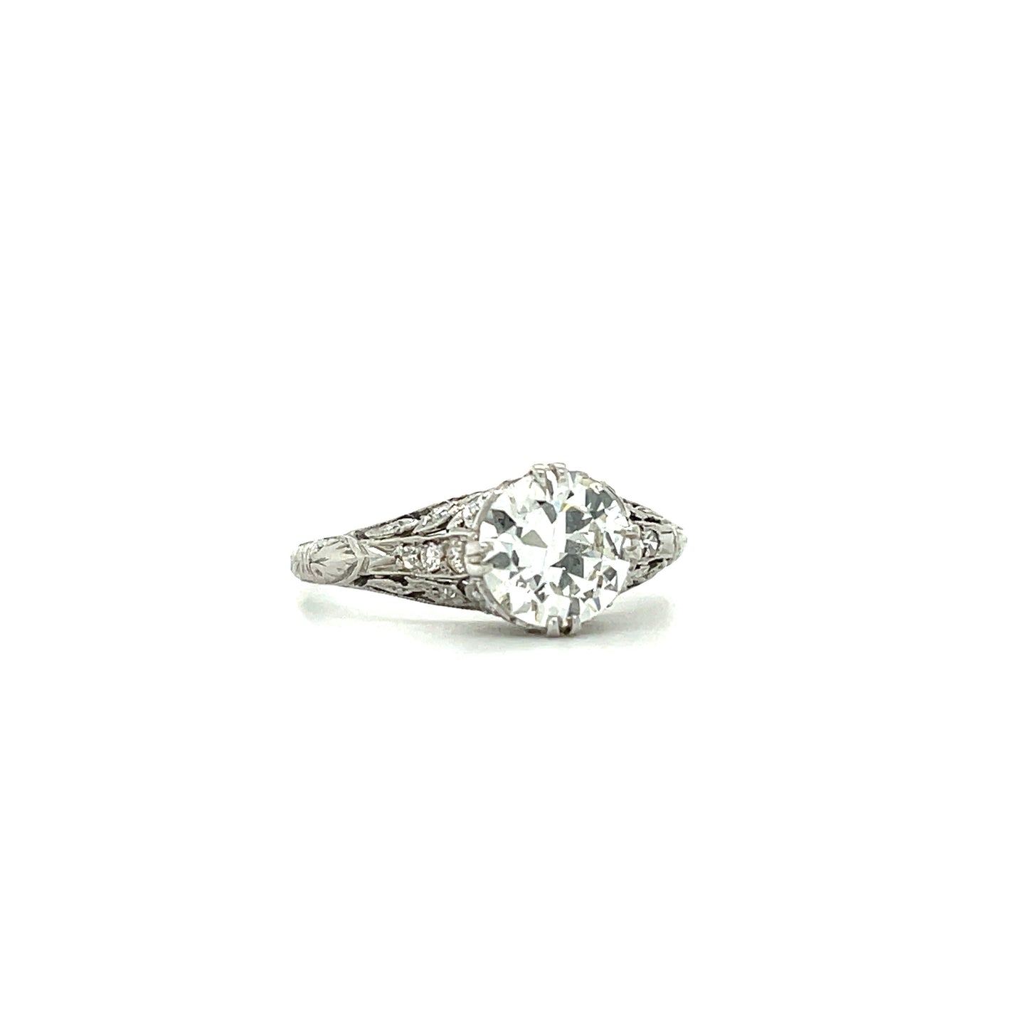 Art Deco (Circa 1920s) 1.23ct Old European Cut Diamond .16ct SD Platinum Antique Ring