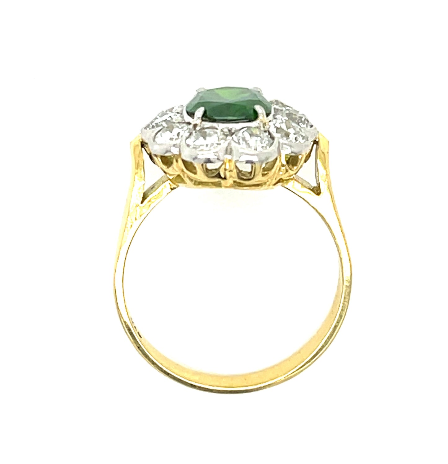 Art Deco (Circa 1930s) 1.31ct Russian Ural Mountains Garnet 1.23ct Old European Cut Diamonds Platinum over 18KY Vintage Ring