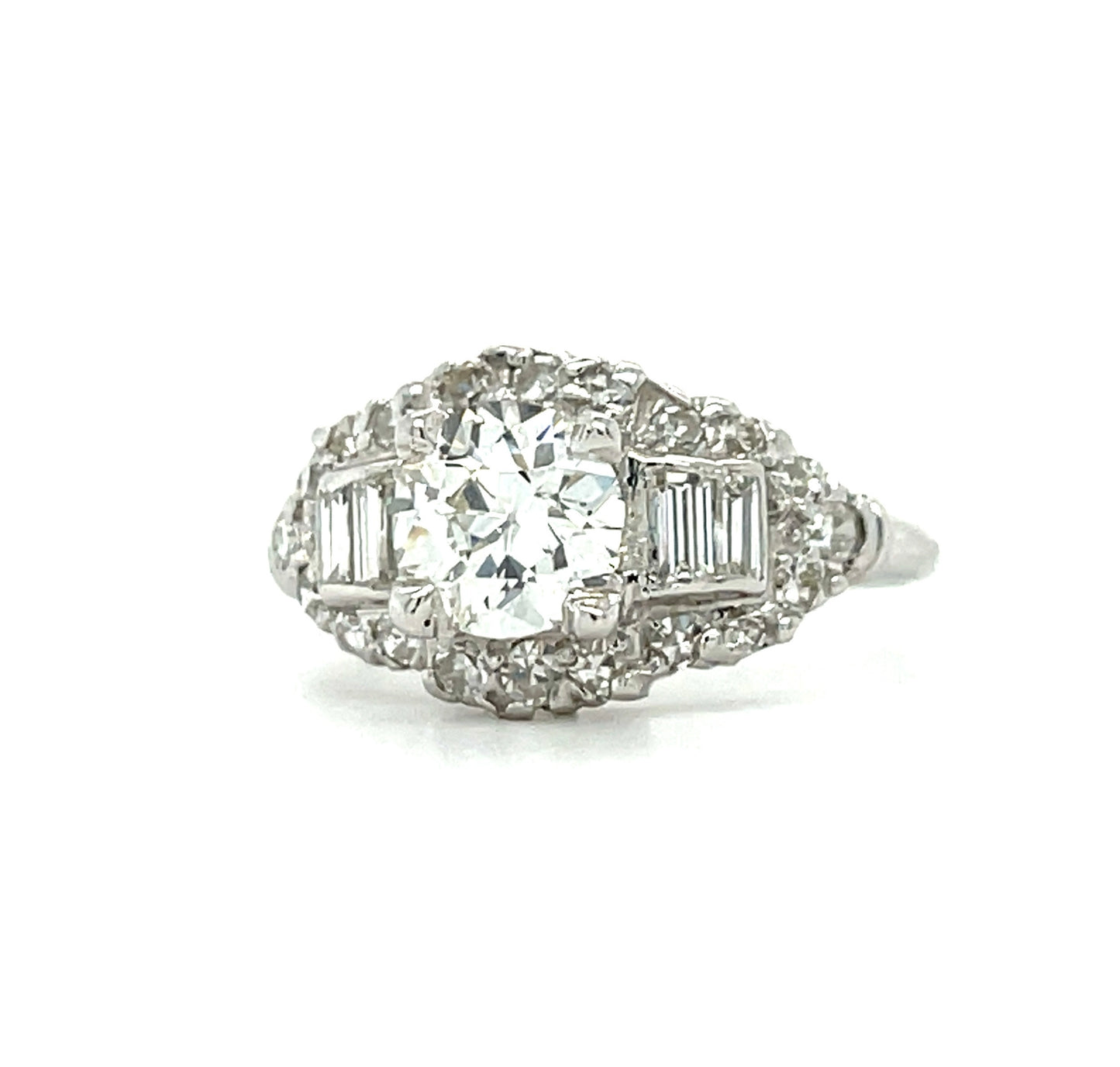 Art Deco (Circa 1930s) 1.01ct G VS1 Old European Cut Diamond .68ct SD Platinum Vintage Ring