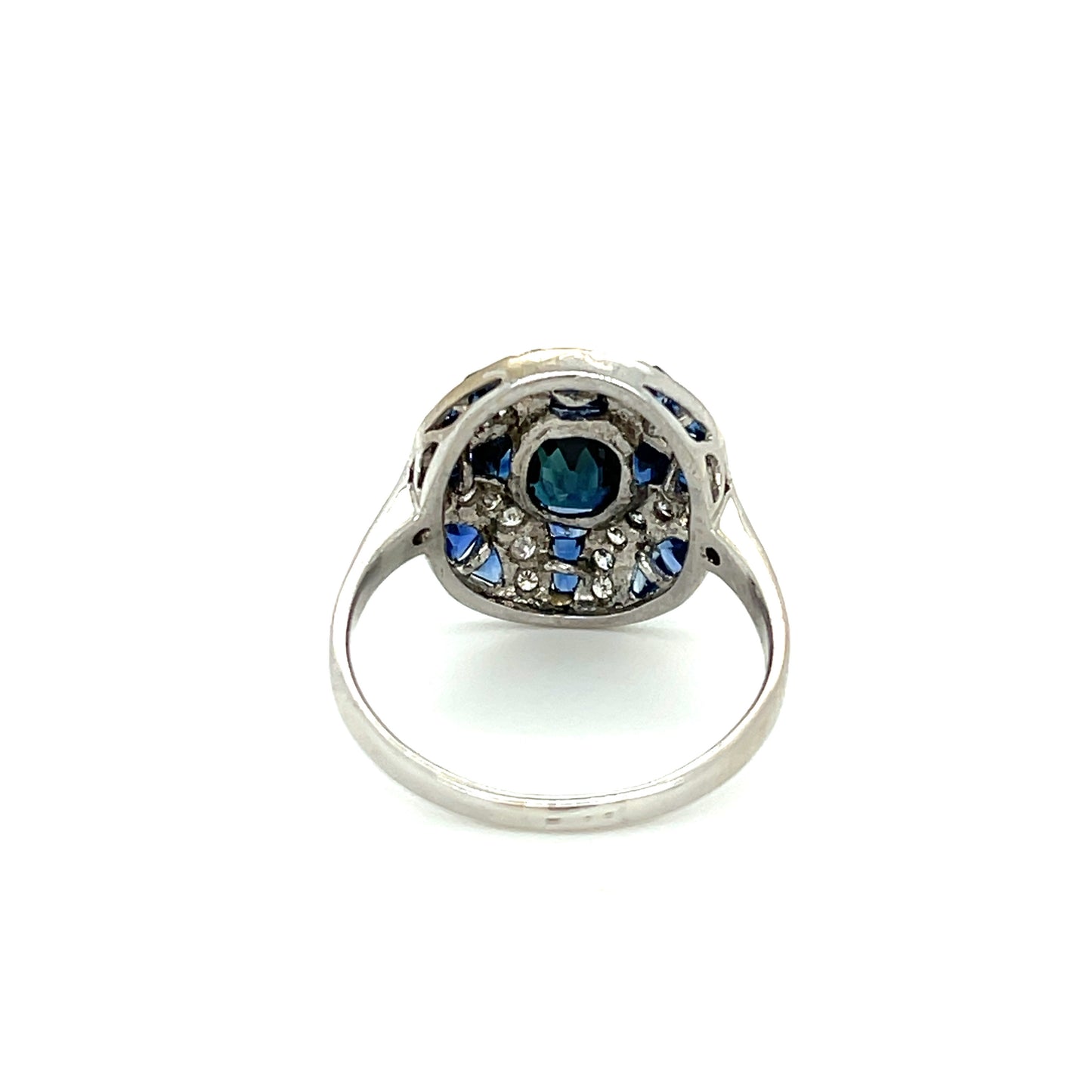 2.50ct Blue Sapphire .45ct Diamond 18KW Ring