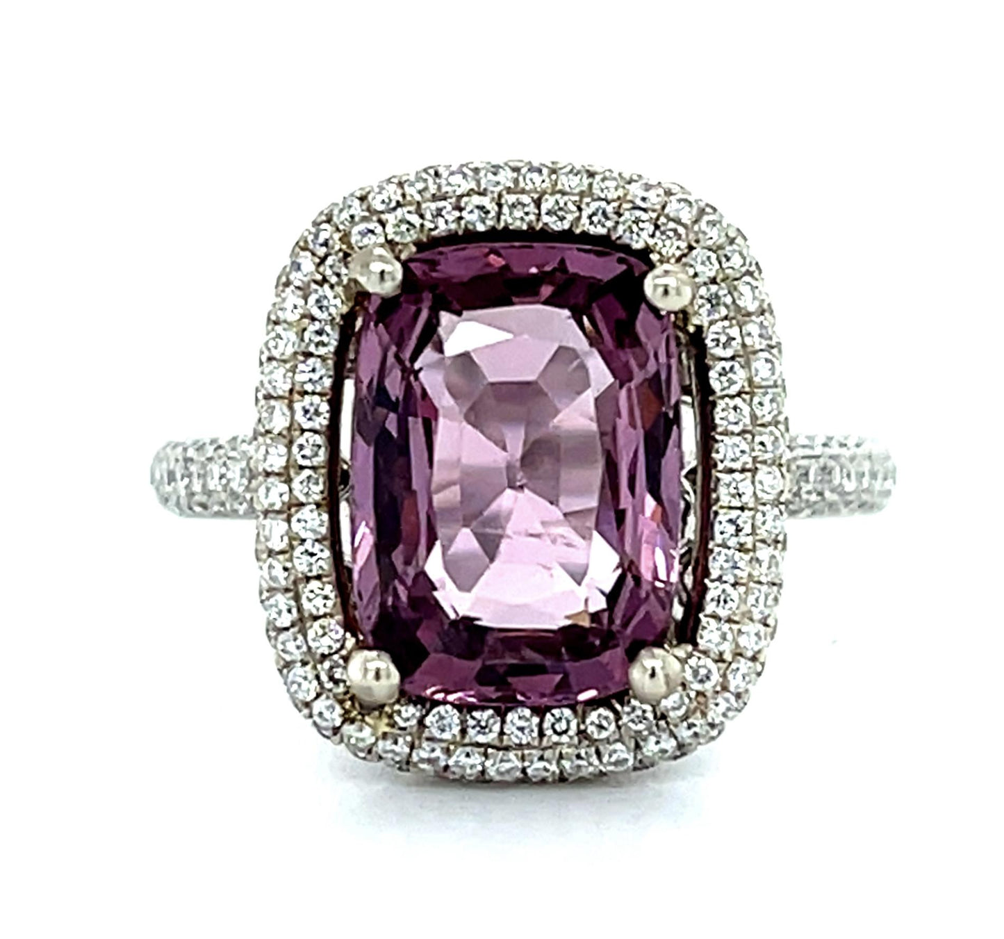 4.13ct Pink Spinel .78ct Diamond 18KW Estate Ring 6.12g 6 Size