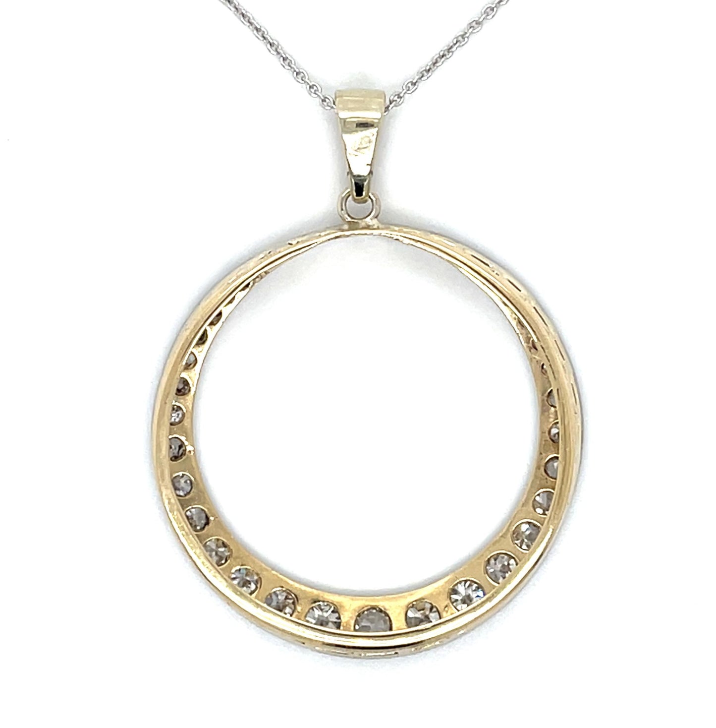 Edwardian 1.40ct Old European Diamond PT+18KY Pendant (Antique 1920s) 6.08g 16"