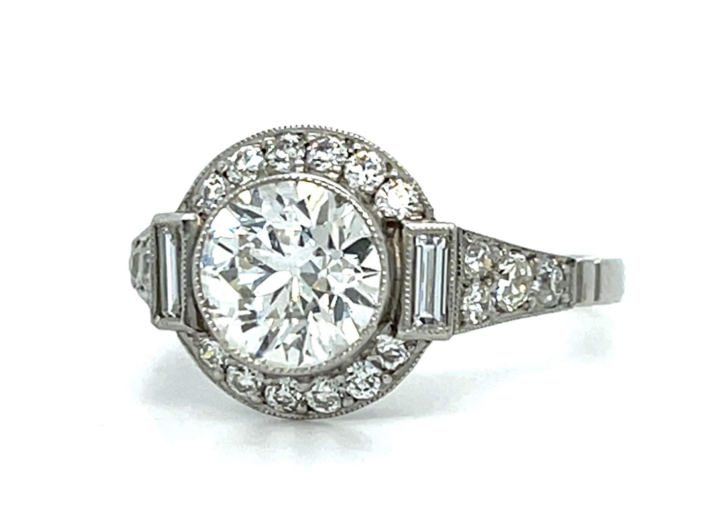 1.33ct Old European Diamond Platinum Handmade Ring .76ct SD 3.40g 7.25 Size