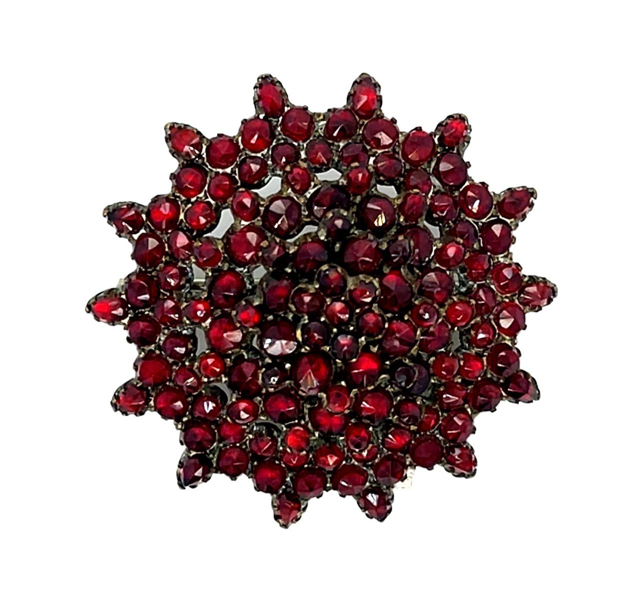 Victorian Garnet Silver Brooch 8.36g (Antique 1890s) #4146