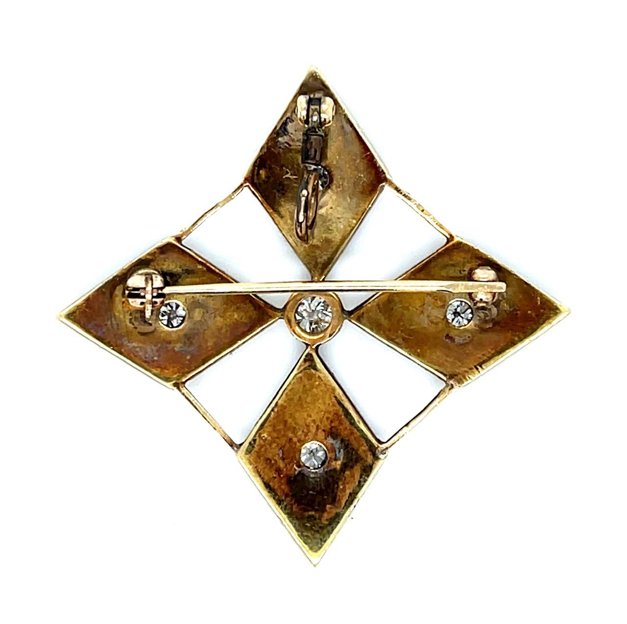 Edwardian .20ct Old European Diamond .40ct SD PT+18KY Pendant Brooch (1910)