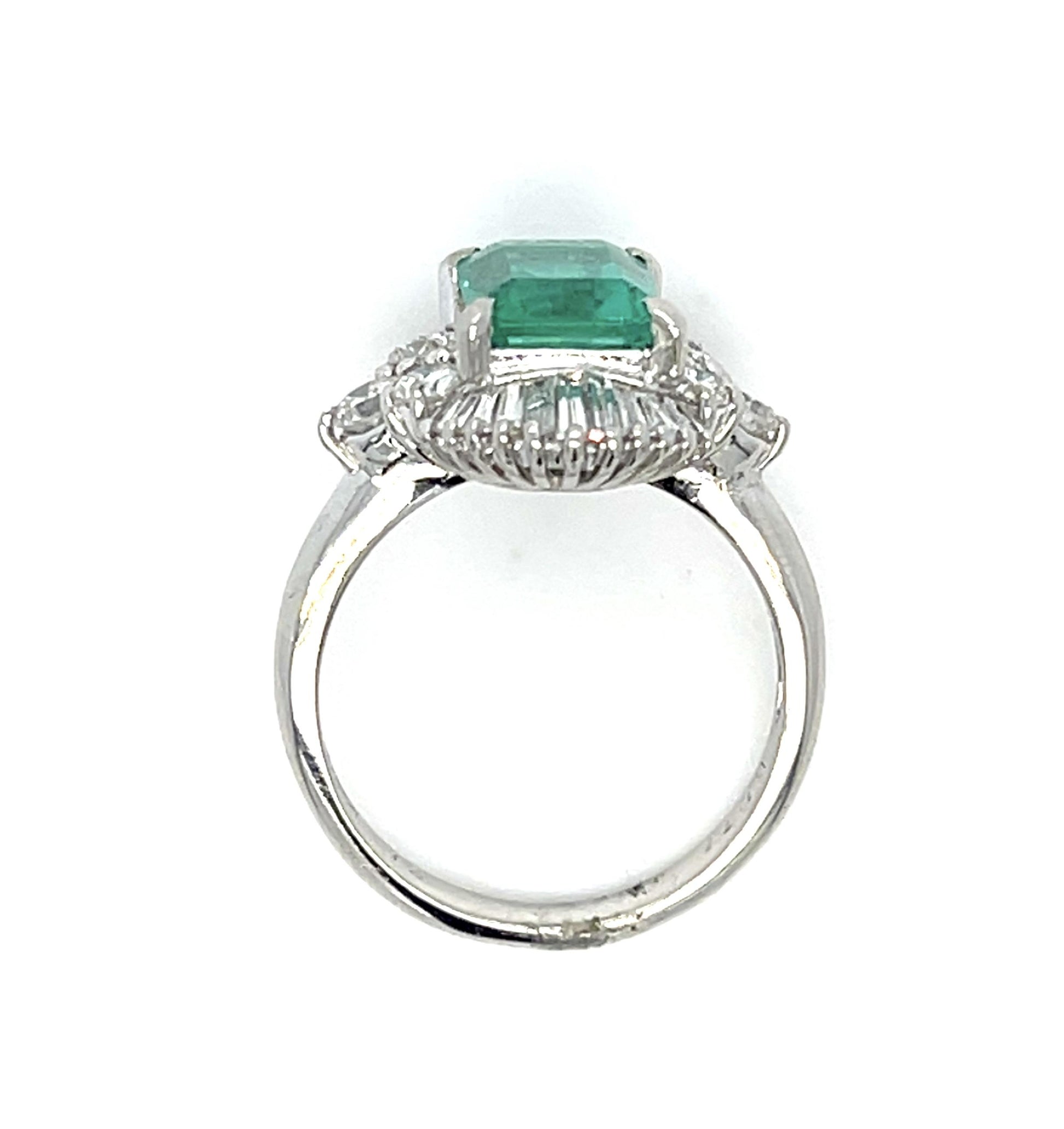 1.73ct F2 Moderate Oil Colombian Emerald PT 900 Ring (Estate) .77ct Diamond 3.80