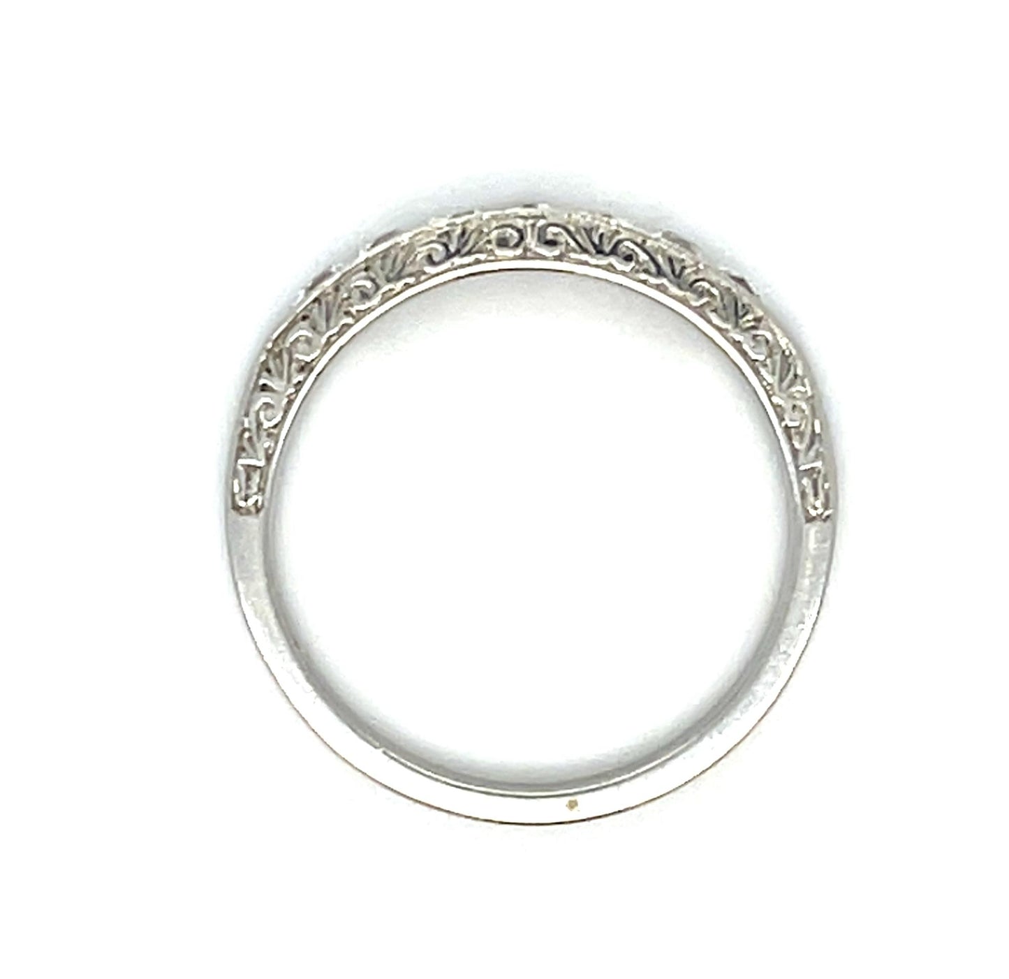 .75ct (7 French Cut Diamonds) Platinum Hand Made & Hand Engraved Ring 4.60g 7.25