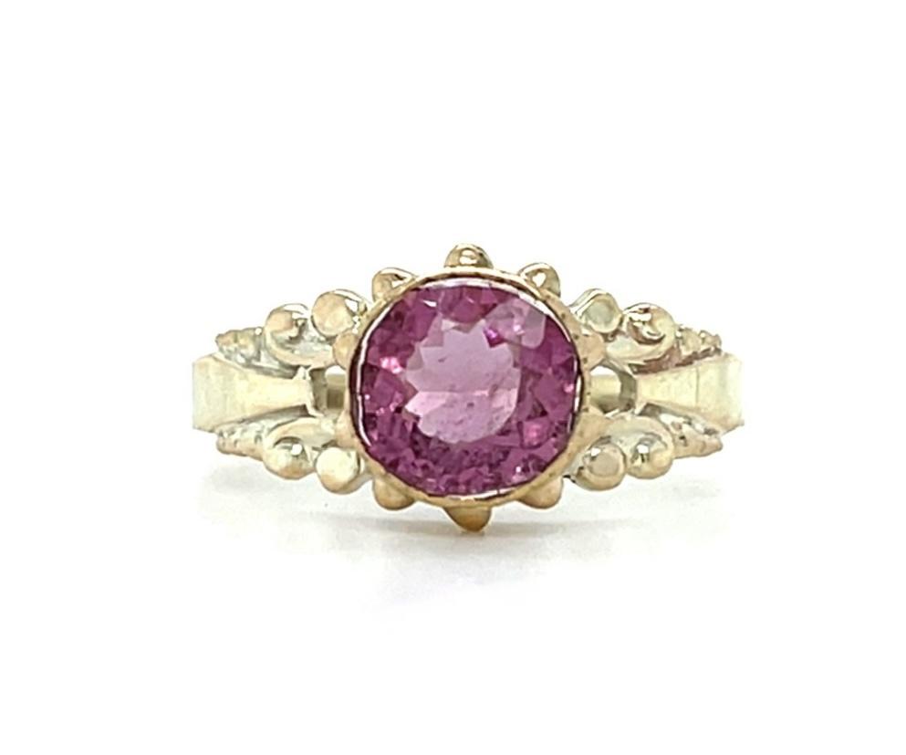 Victorian 2ct Approx Pink Tourmaline 13KY Ring (Antique 1890s) 7.25 Size 1.93g