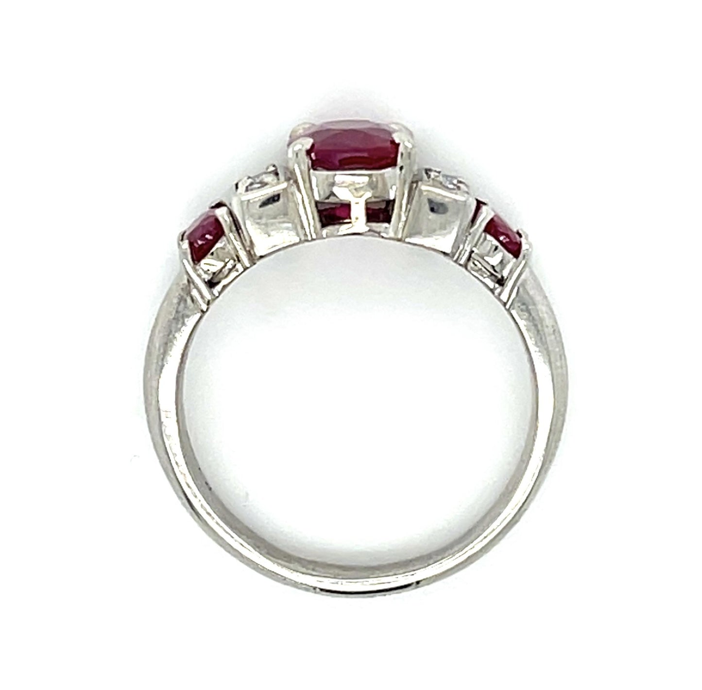 1.60t Burma Minor Ruby .23ct Diamond Platinum Ring .57ct Side Ruby 6.90g