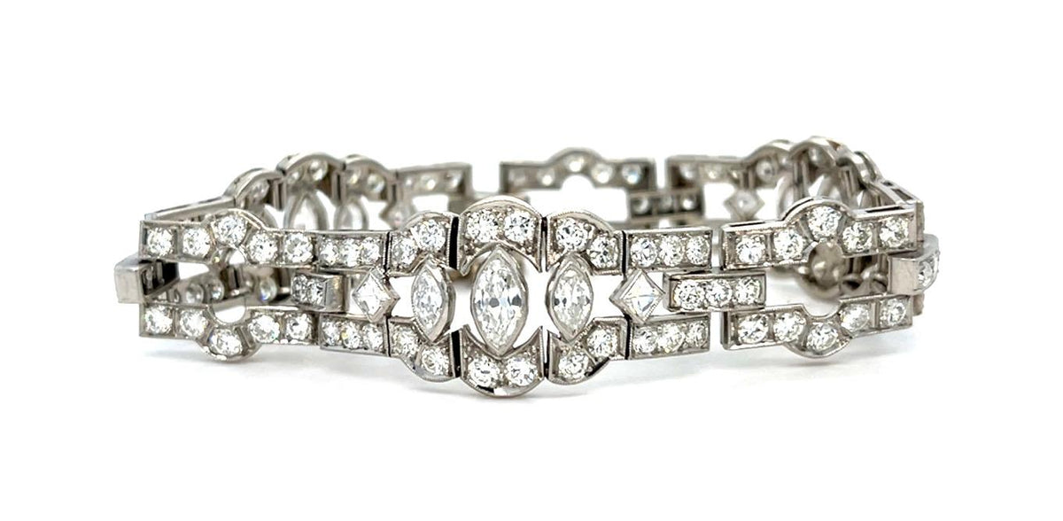 Art Deco 12ct Diamond VS G-H Platinum Bracelet (Antique 1920s) 28g 6.50"
