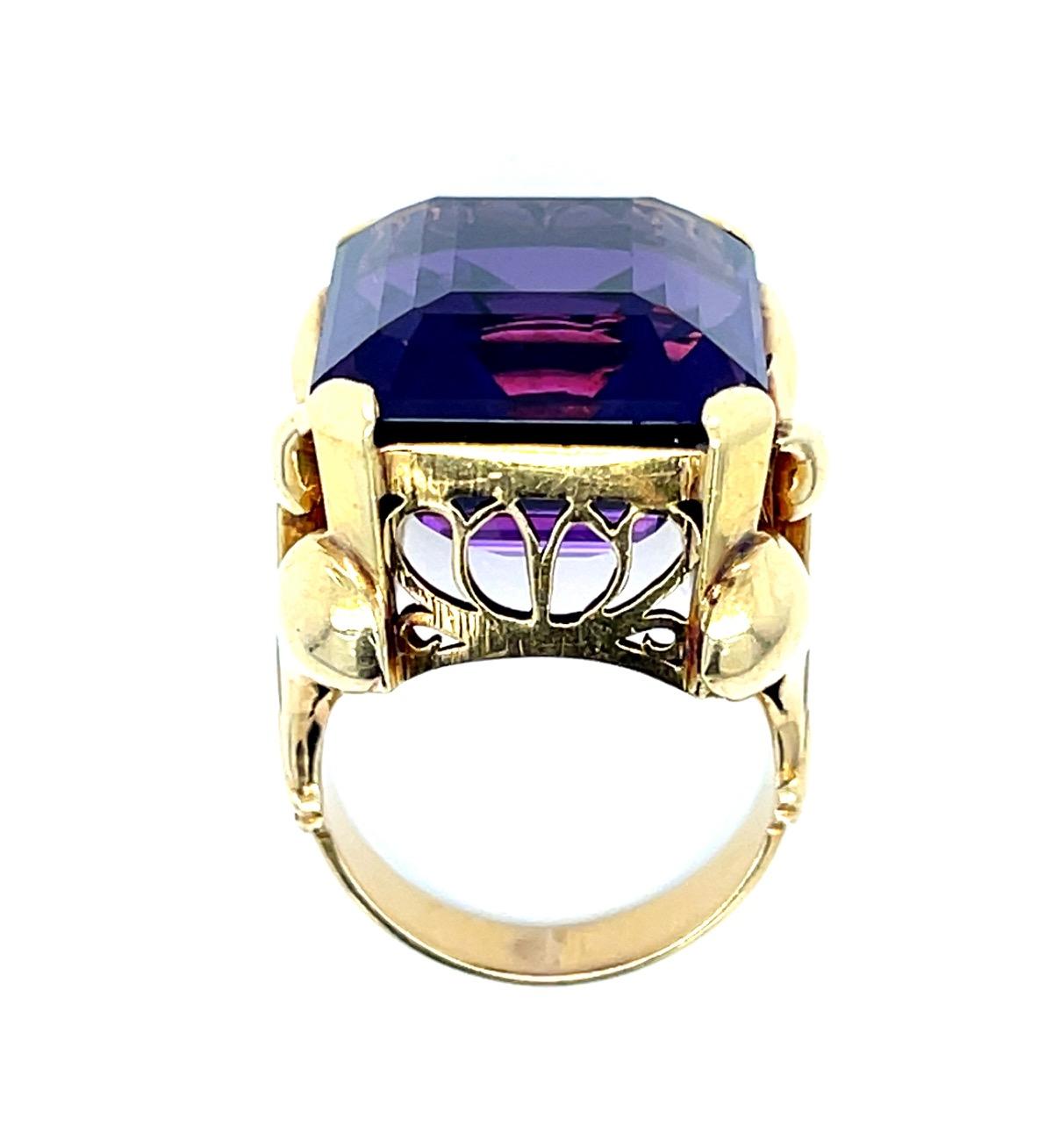 Retro 25ct Amethyst 18KY Ring (Vintage 1940s) 14.09g 6.50 Size