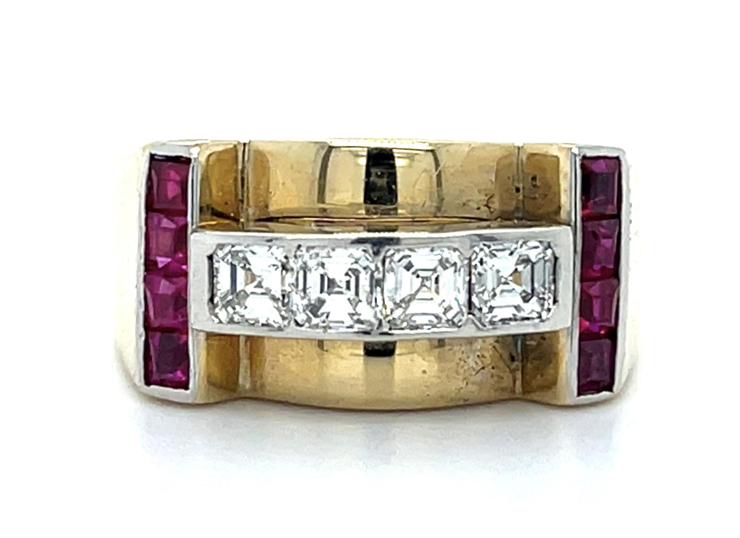 Retro .60ct Asscher Diamond 14KY Ring (Vintage 1940s) 12.60g 7.50