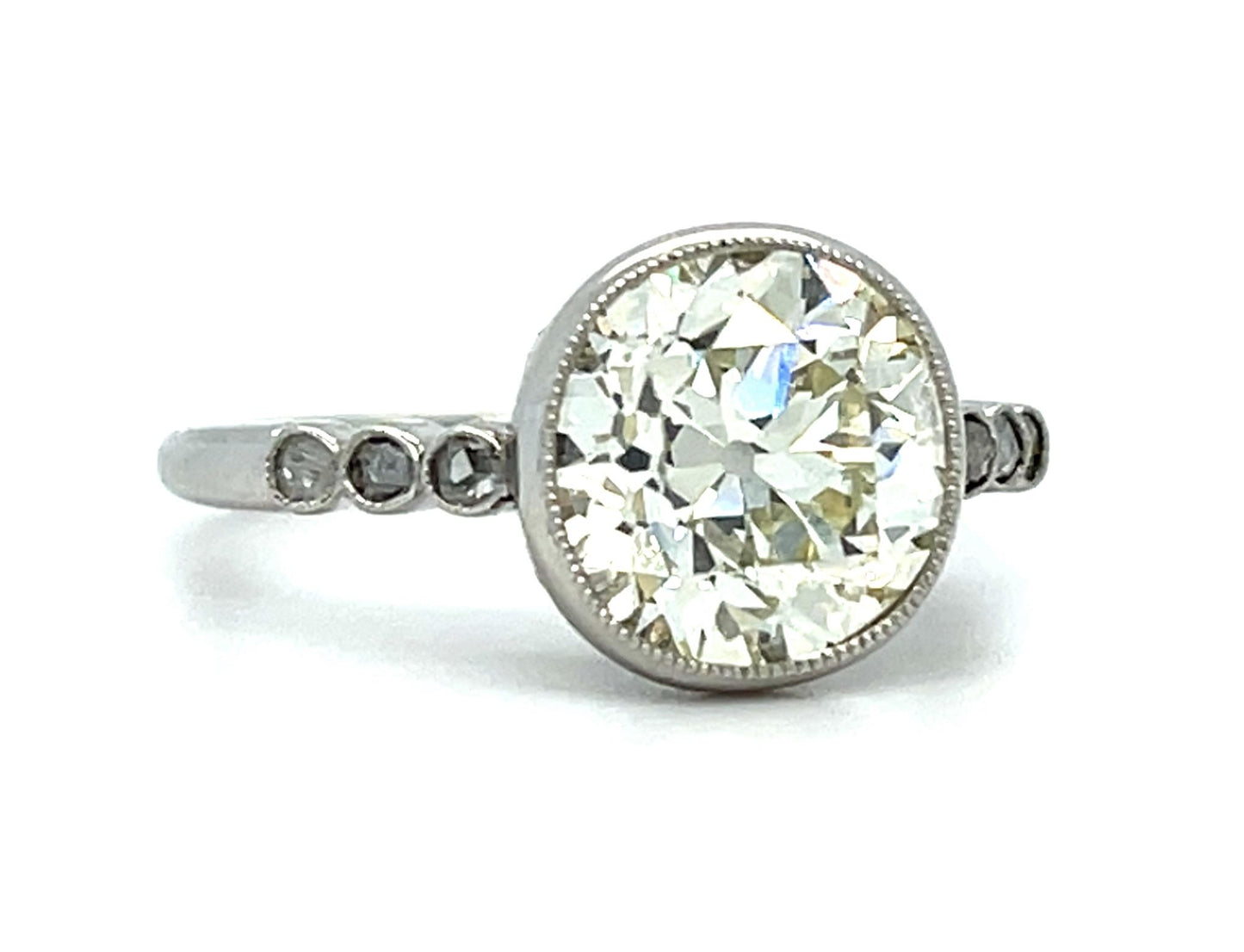 3.04ct Old European Diamond Platinum Handmade Ring 5.18g 5.50 Size