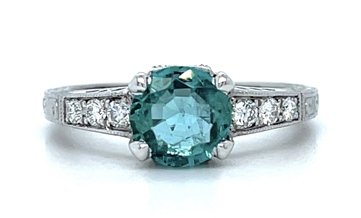 1.02ct Emerald .26ct Diamond Platinum Ring 5.08g 6 Size