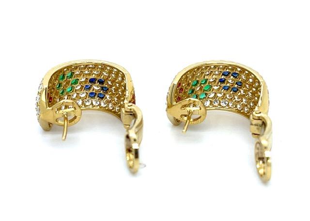 2ct Gemstones 4ct Diamond 18KY Earrings 12.98g .75" Length