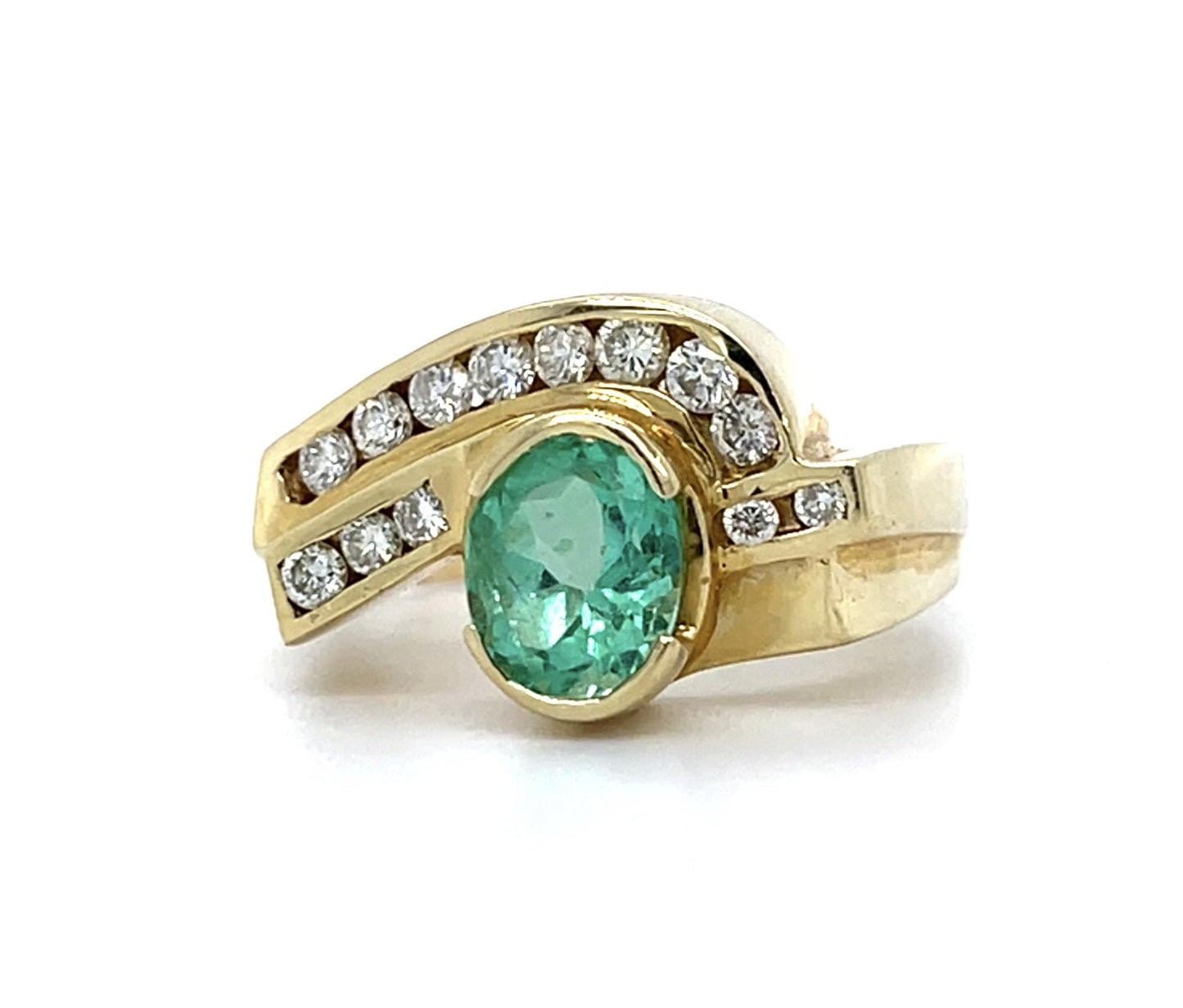 1.70ct Emerald .56ct Diamond 10KY Ring (Estate 1970s) 7.70g 7.50 Size