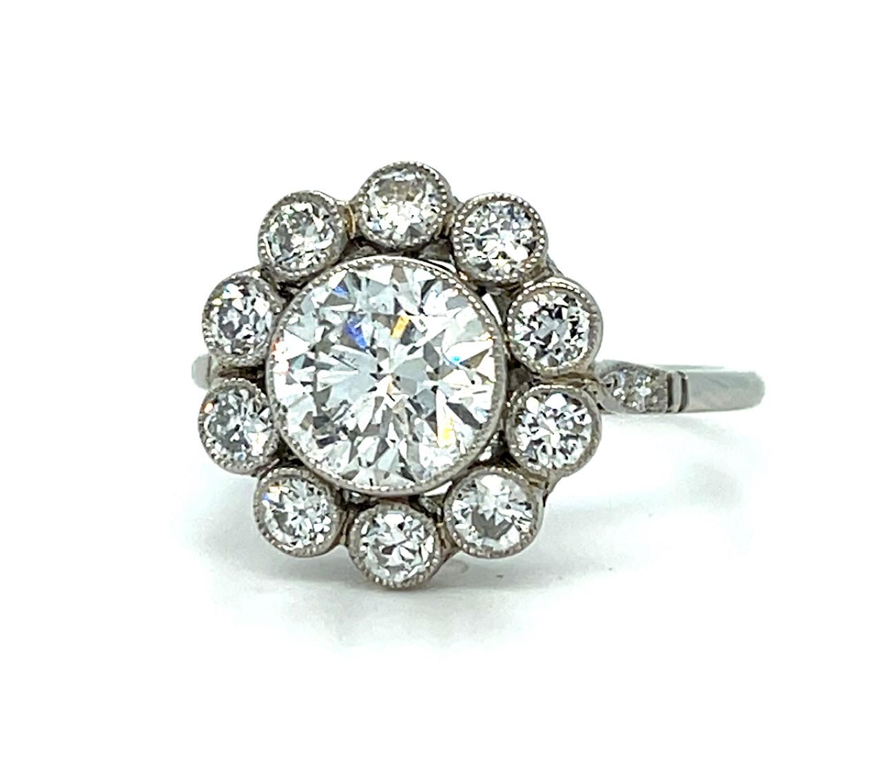 1.48ct Transitional Diamond Platinum Handmade Ring 1.20ct SD 7.75 Size 4.35g