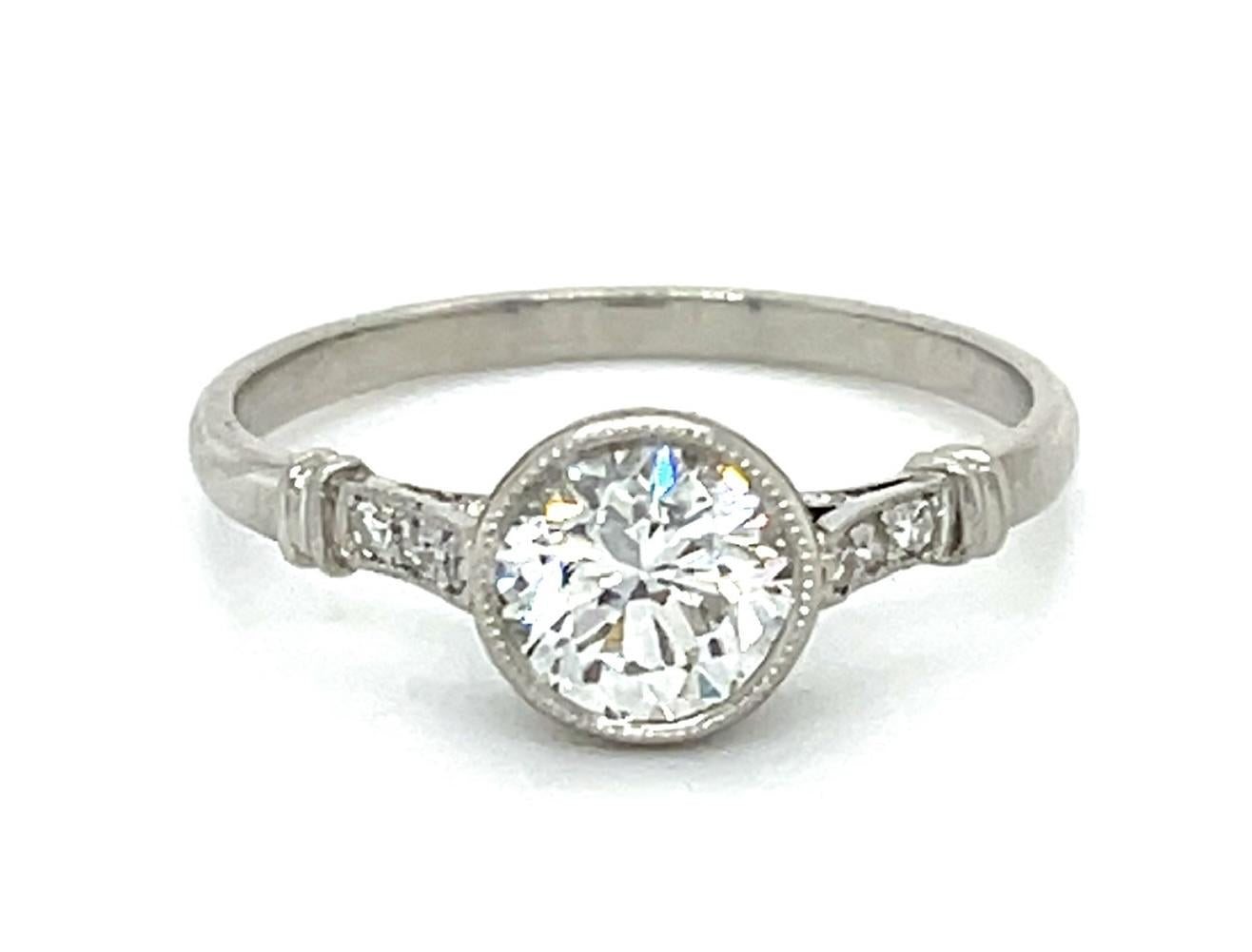 .94ct VS1-H No Cert Transitional Diamond Platinum Ring .20ct SD 2.80g 7 Size