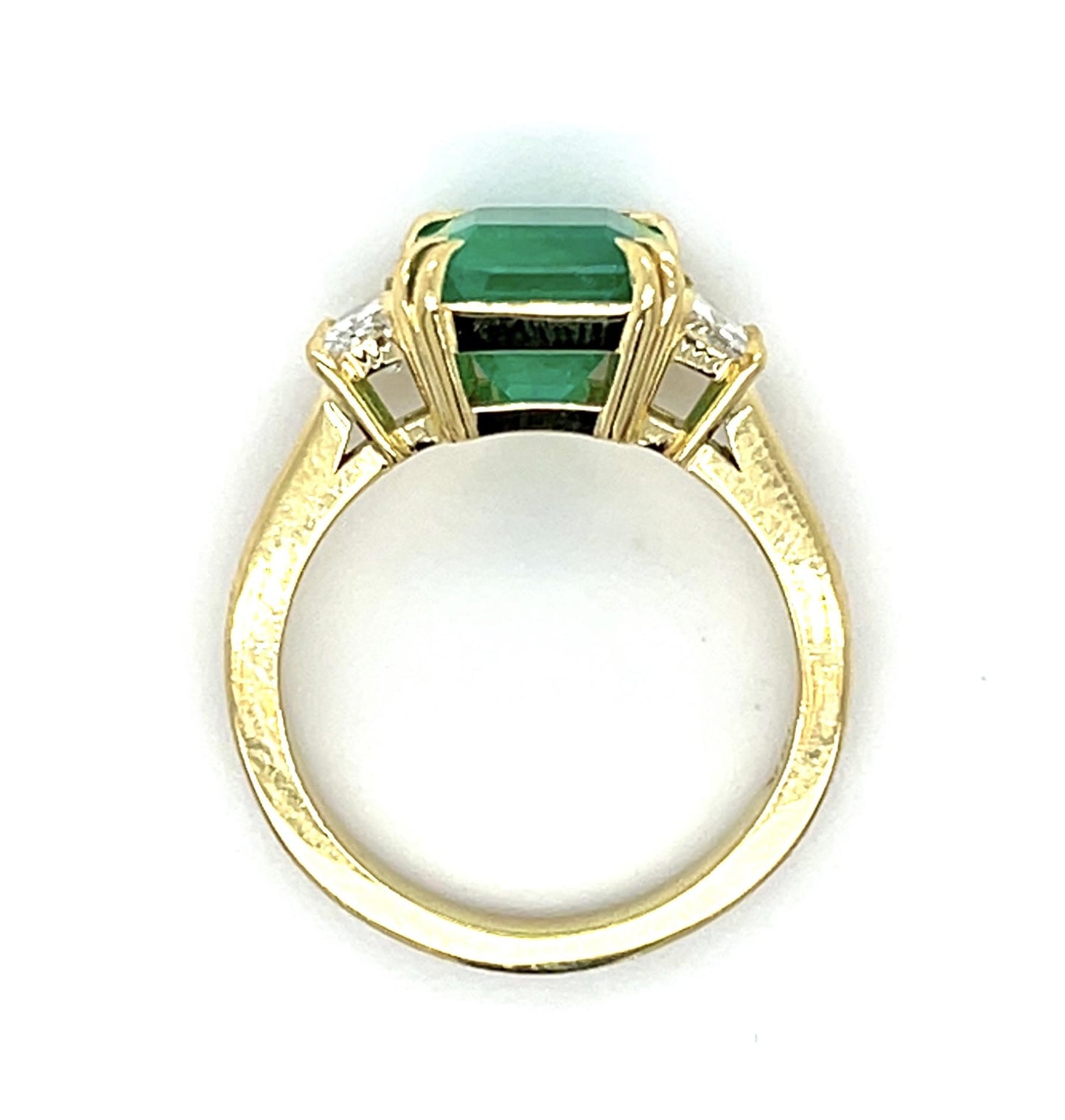 3.05ct Colombian Emerald .59ct Diamond 18KY Ring 6.27g 6.50 Size