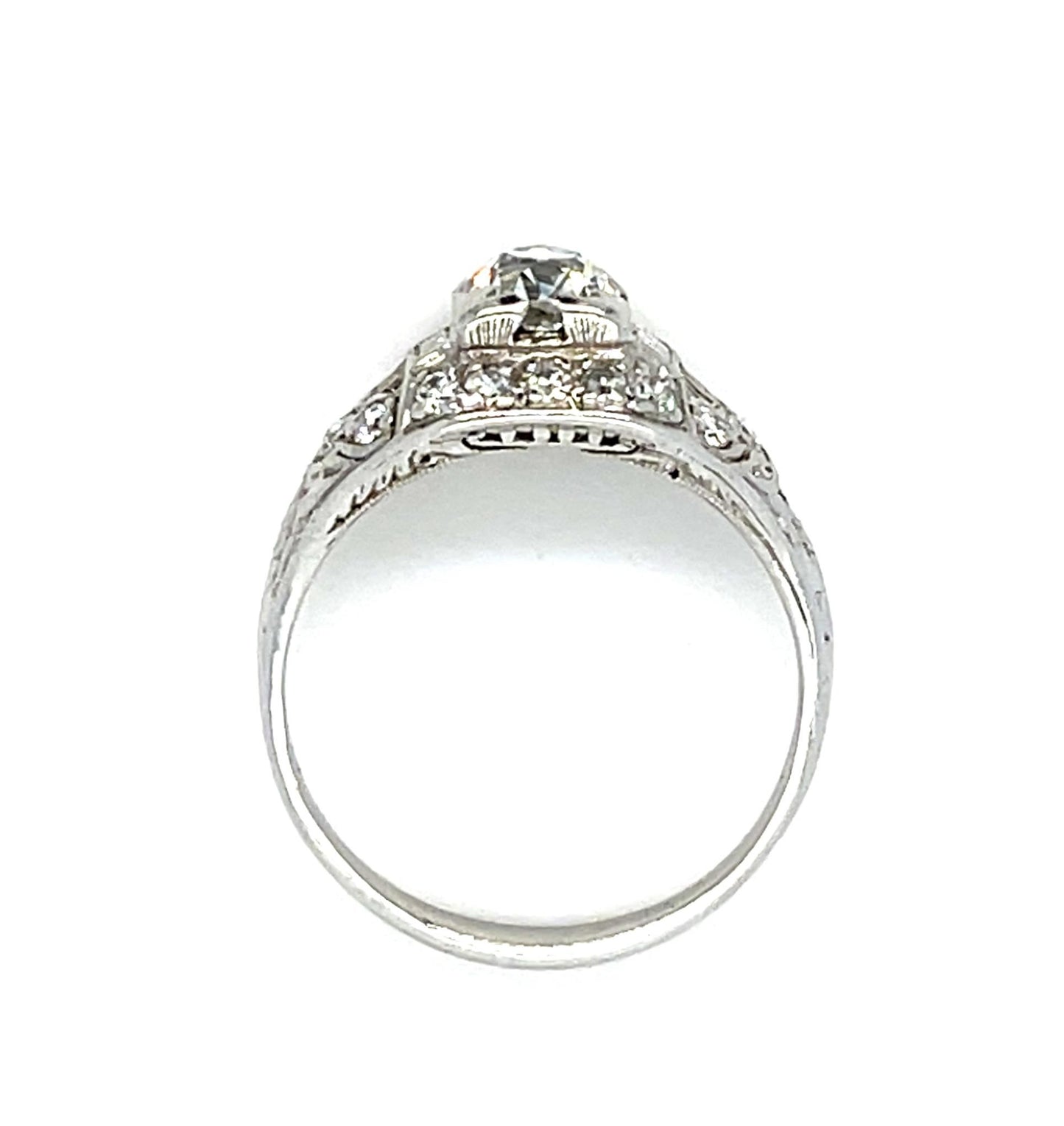 PL Diamond Art Deco Ring 3.6gr 0.70ct(dia) Old Miner Circa 1920s ESTATE Size 6