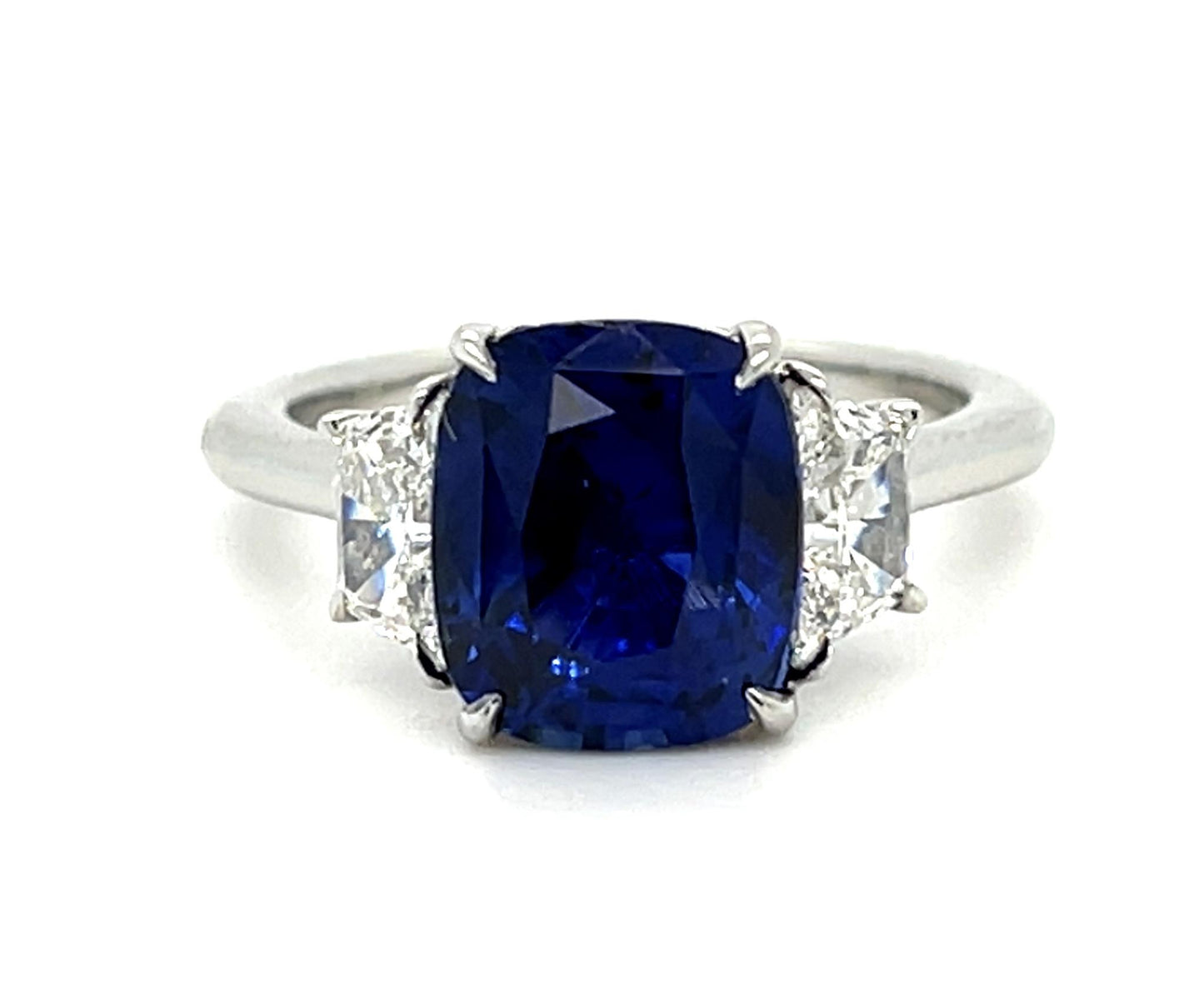 3.49ct Heated GIA Sapphire .84ct Diamond Platinum Ring 6g 5.50 Size