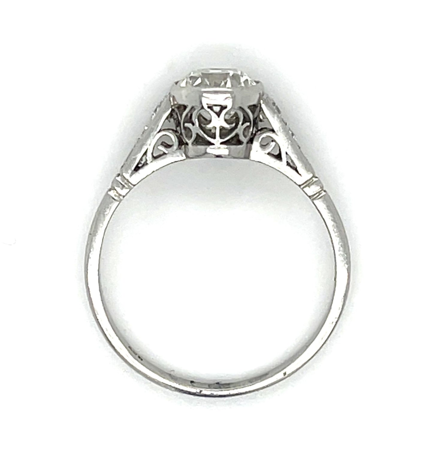 1.16ct Old European Diamond Platinum Handmade Ring .18ct SD 3.50g 7.50 Size