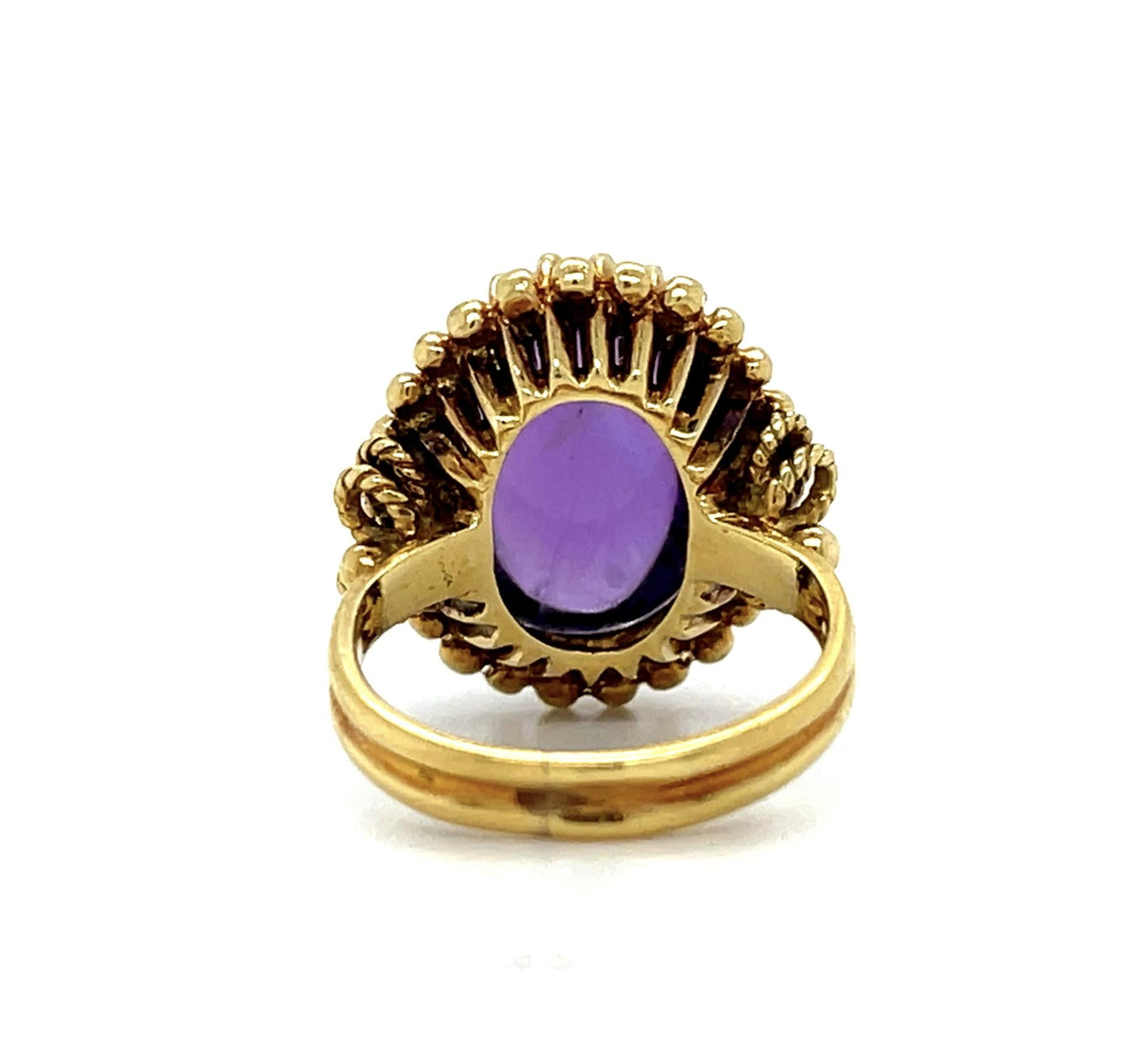 10ct Cabochon Amethyst 18KY Vintage Ring (c 1950s) 5 Size 8.60g
