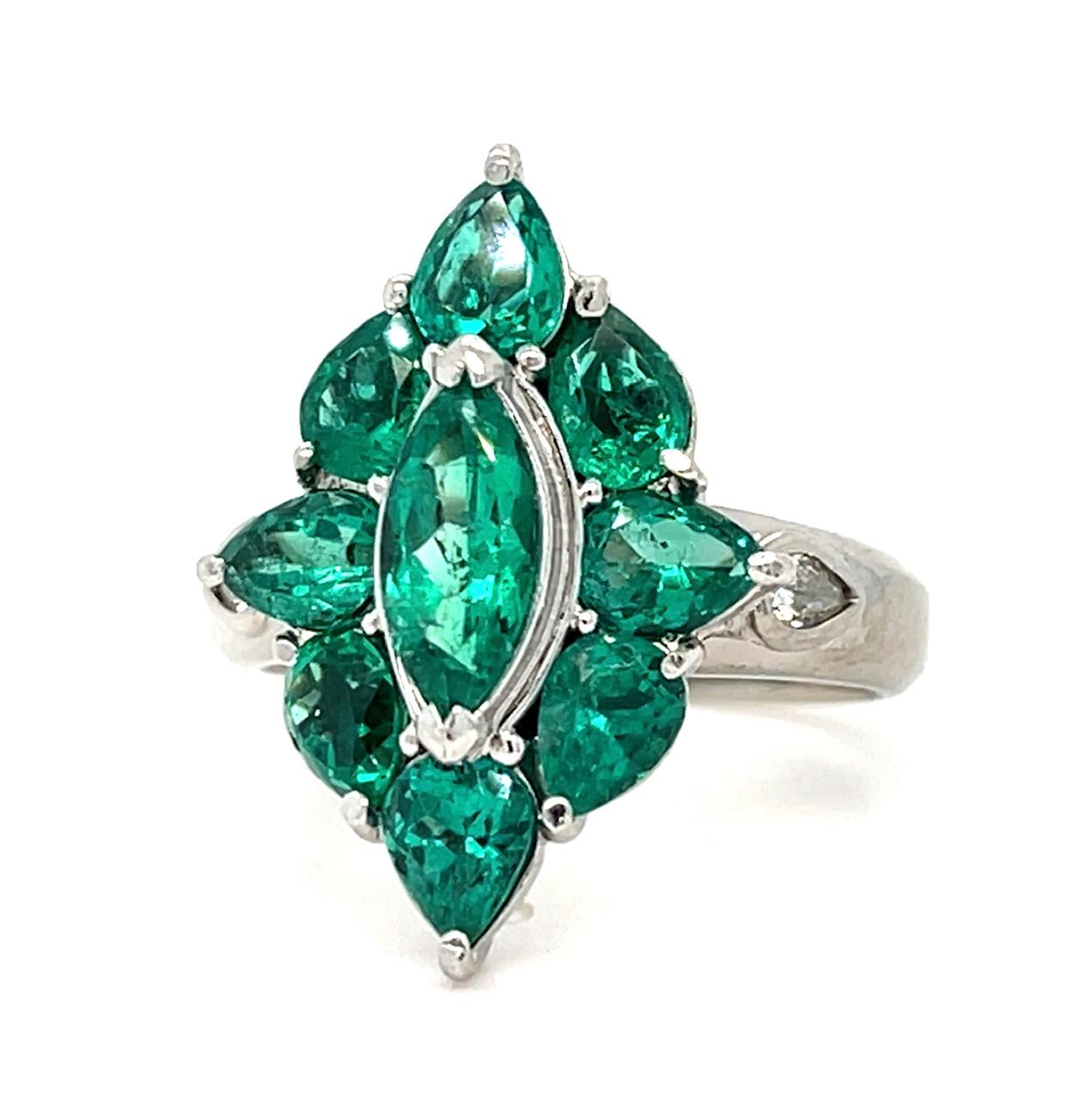 2.85ct Emerald (Exact) .12ct Diamond Platinum Ring 7 Size 9.33g
