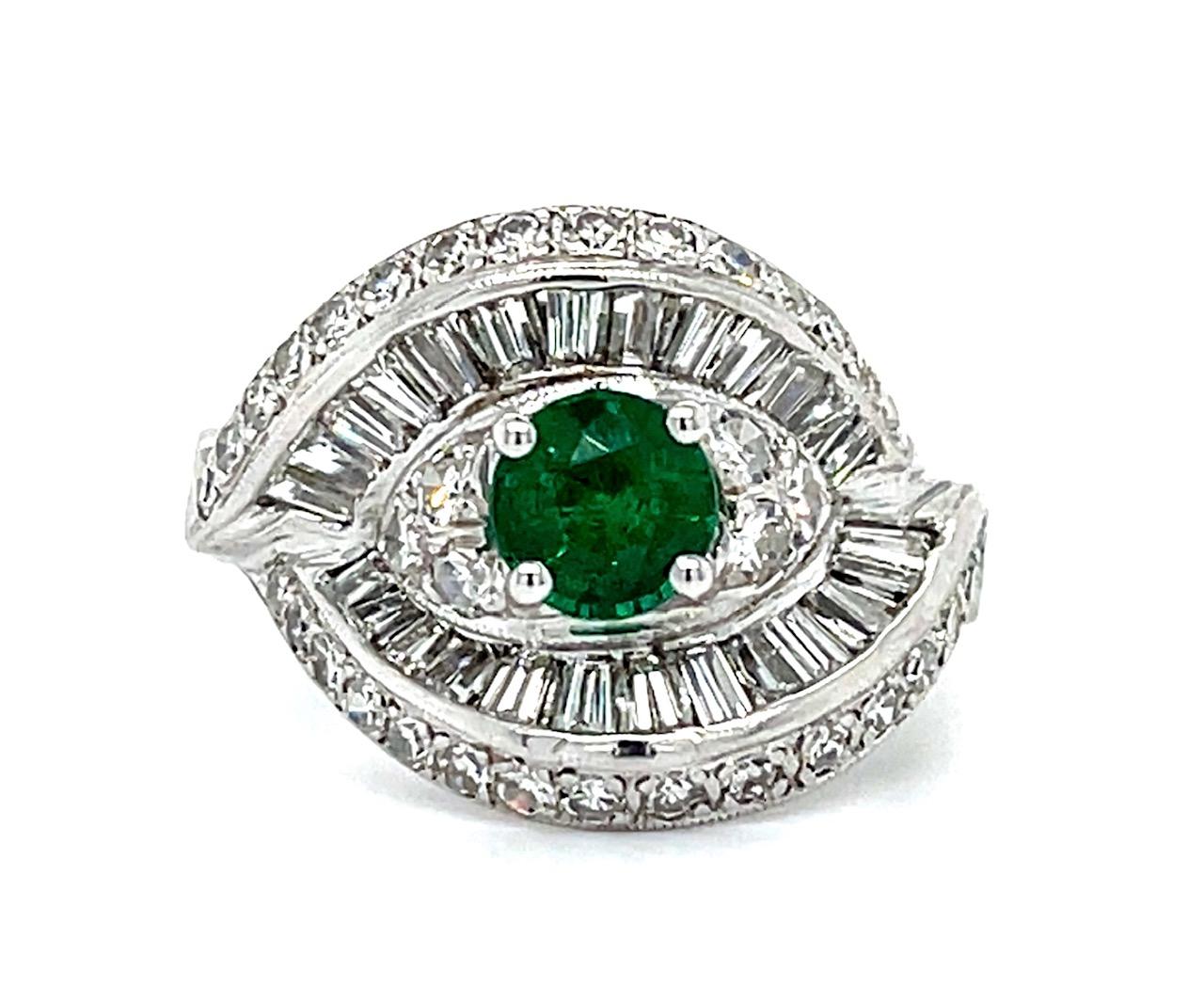 .77ct Emerald 1.40ct Diamond Ring (Vintage 1960s) 7.50 Size