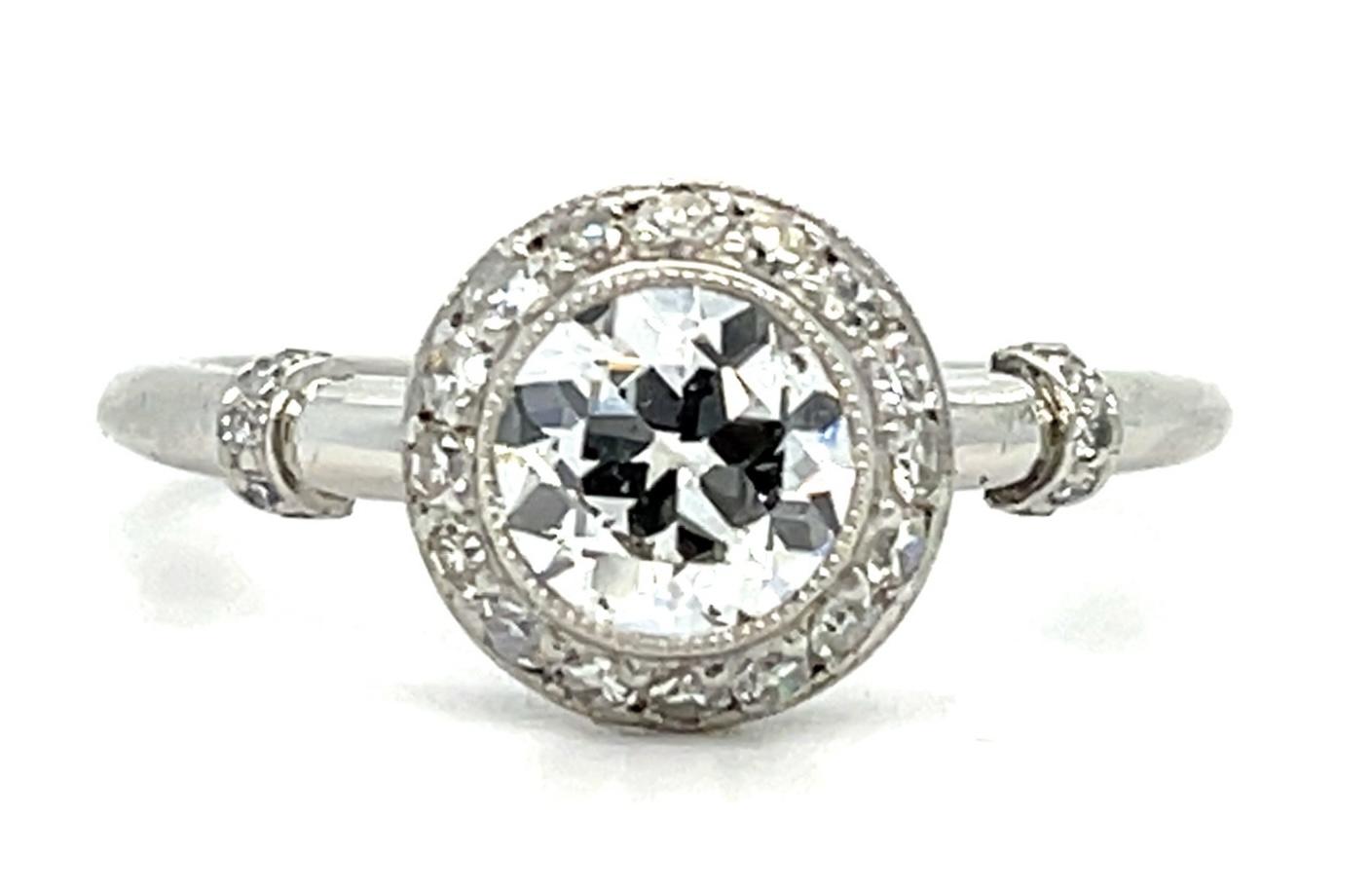 .82ct Old European Diamond Platinum Handmade Ring .84ct SD 3.90g 7 Size