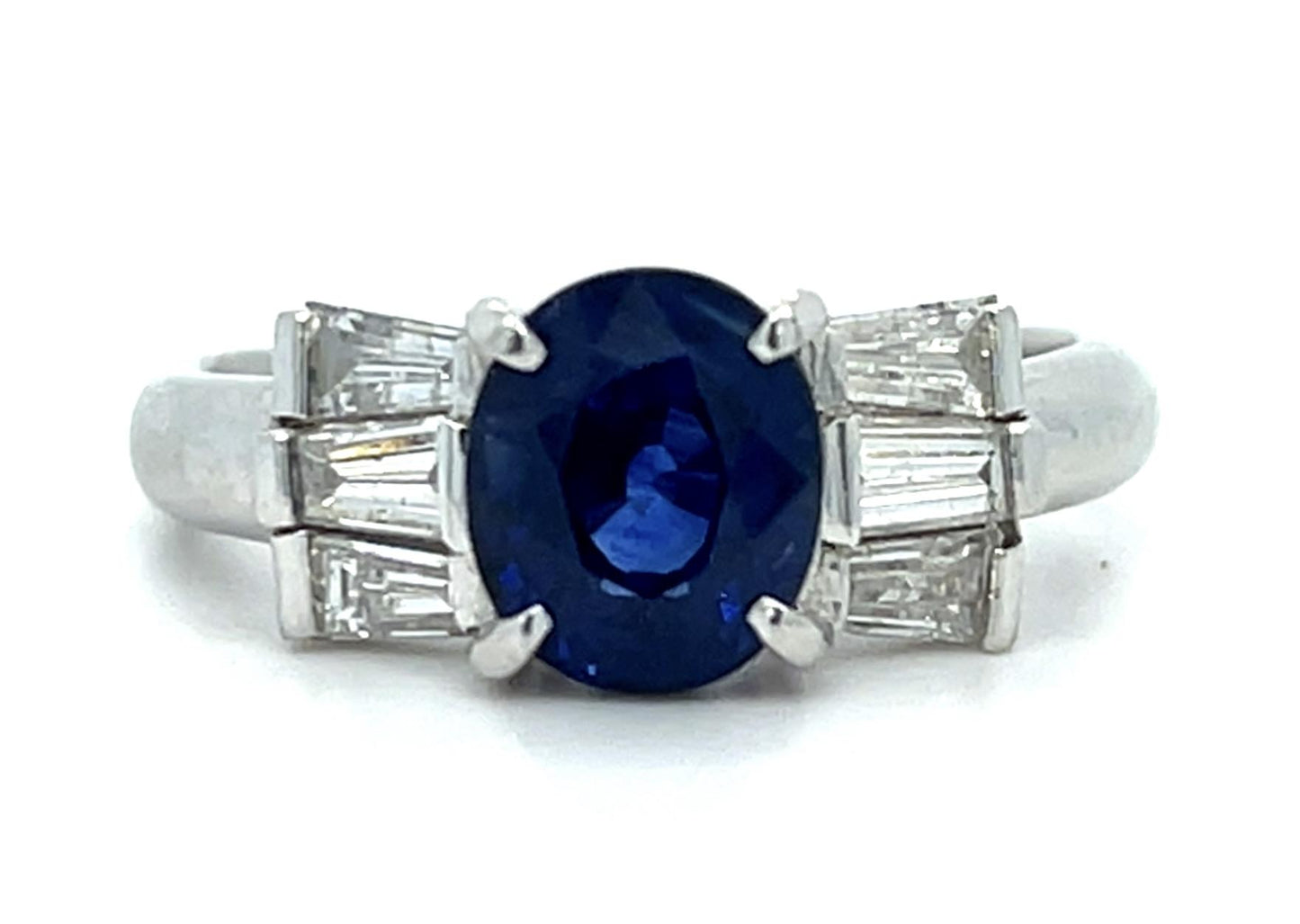 2.24ct Sapphire .60ct Diamond Platinum Ring 6.50g 7.50 Size